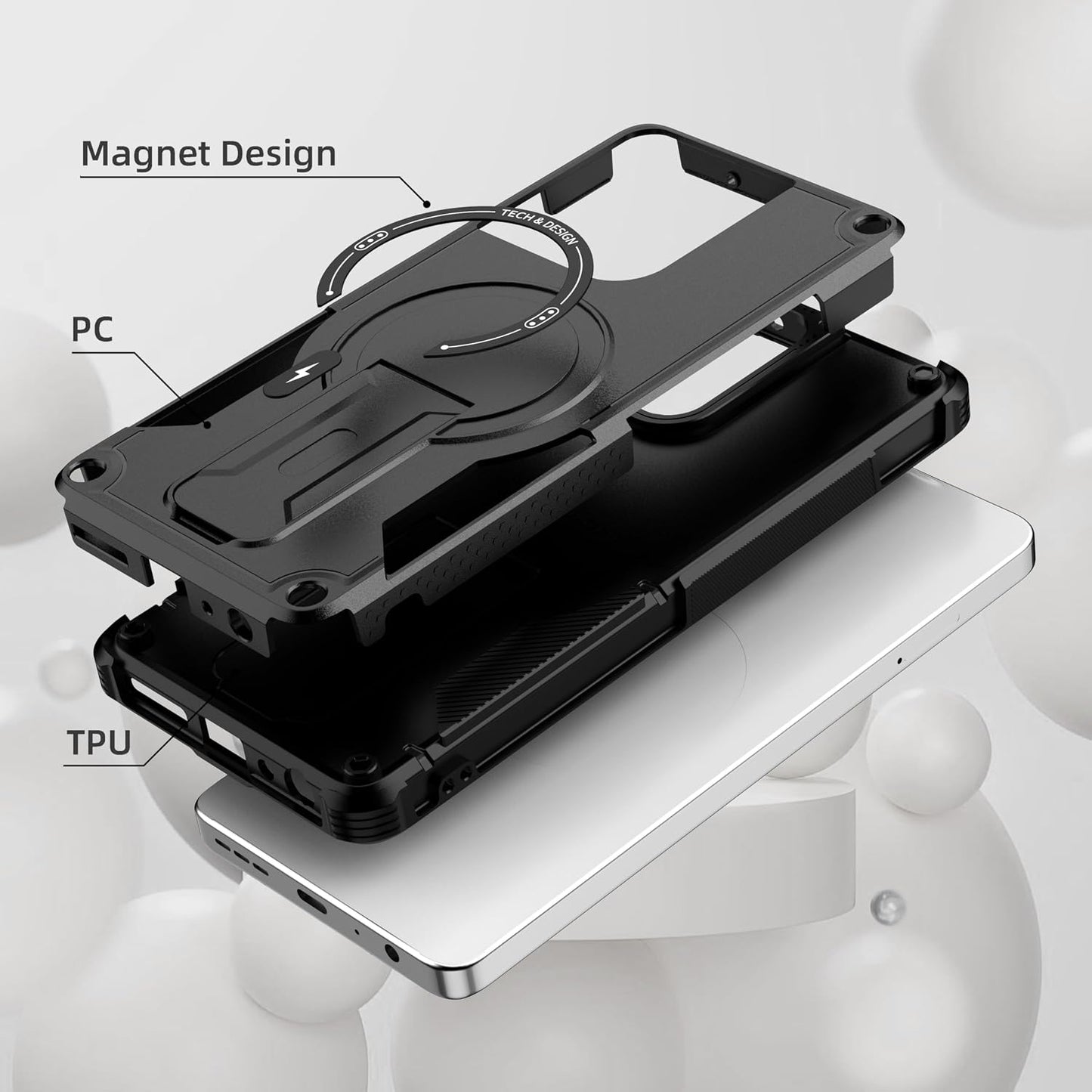 for Moto G Power 5G 2026/2025 Case[Compatible with MagSafe][with 2 Pack Glass Screen Protector][Built in Invisible Stand] Military-Grade Shockproof Protective Phone Cover(Black)