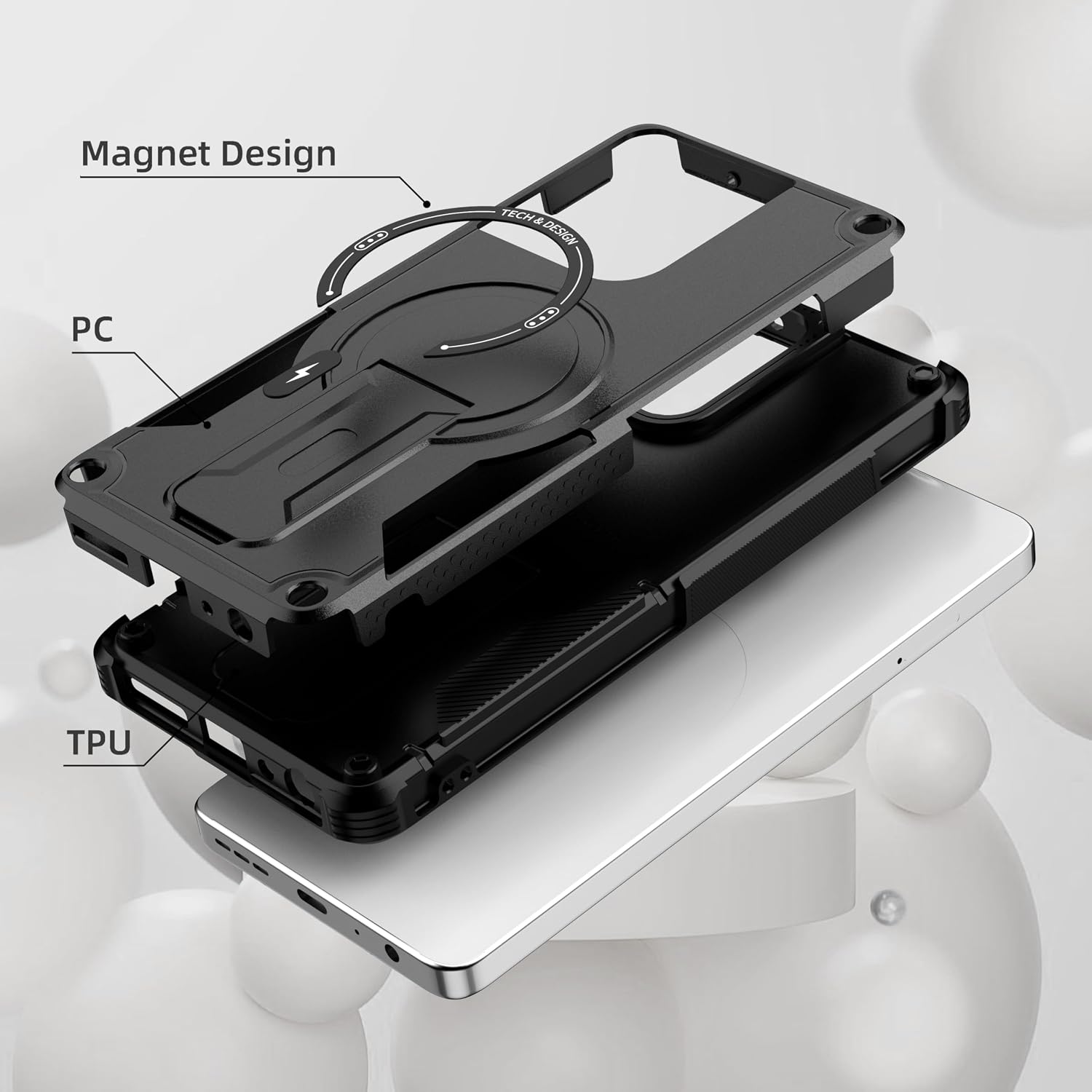 for Moto G Power 5G 2026/2025 Case[Compatible with MagSafe][with 2 Pack Glass Screen Protector][Built in Invisible Stand] Military-Grade Shockproof Protective Phone Cover(Black)