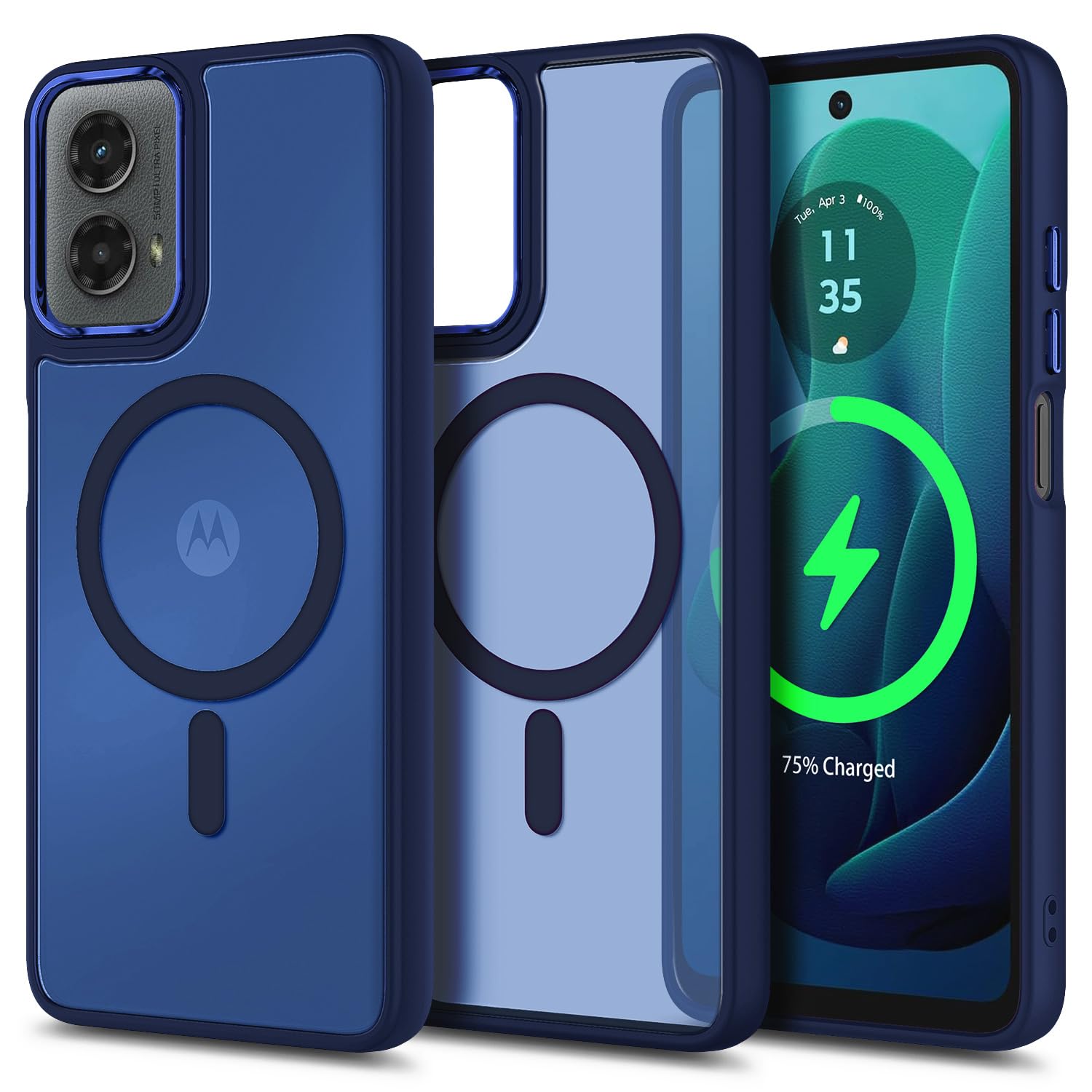 YZB Magnetic for Motorola Moto G Power-5G-2024 Case, Black | Compatible with MagSafe, Translucent Matte Scratch-Resistant Back, Military-Grade Protection Shockproof Slim Phone Cover