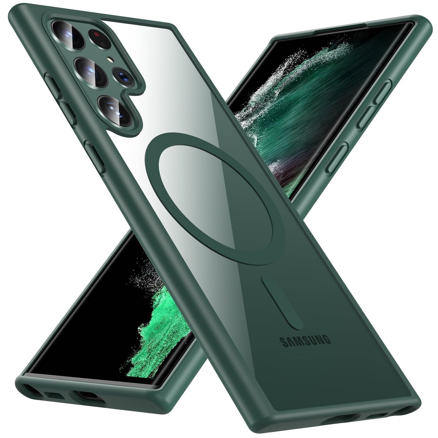 Hensinple for Samsung Galaxy S22 Ultra Case Magnetic, Galaxy S22 Ultra Phone Case [Compatible with Magsafe] Wireless Charging Translucent Back Cover Case 6.8 Inch,Black
