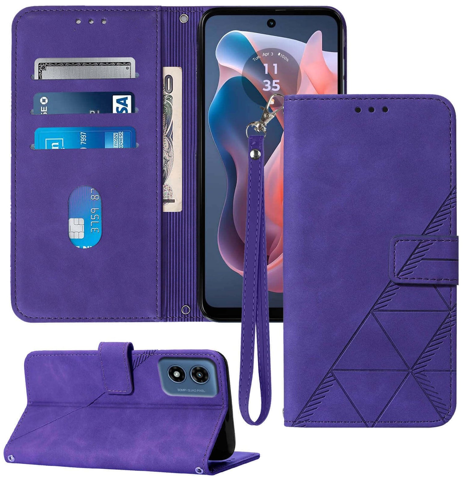 for Moto G Power 5G 2024 Case Wallet, Card Holder Slots, Wrist Strap, TPU Interior Protective, Stand PU Leather Flip Cover for Moto G Power 5G 2024 (Black)