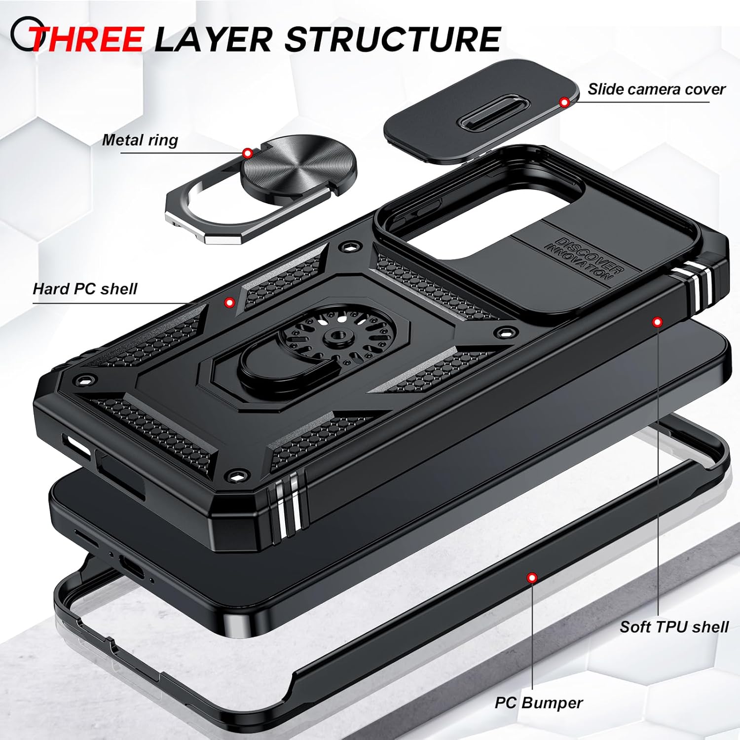 LeYi Compatible for Samsung Galaxy S24-FE Case: [𝗡𝗼𝘁 𝗳𝗶𝘁 𝗦𝟮𝟰 𝟱𝗚] Samsung S24 FE Case with S24FE Screen Protector X2 & Magnetic Stand, Military-Grade Cell Galaxy S 24 FE Phone, Black