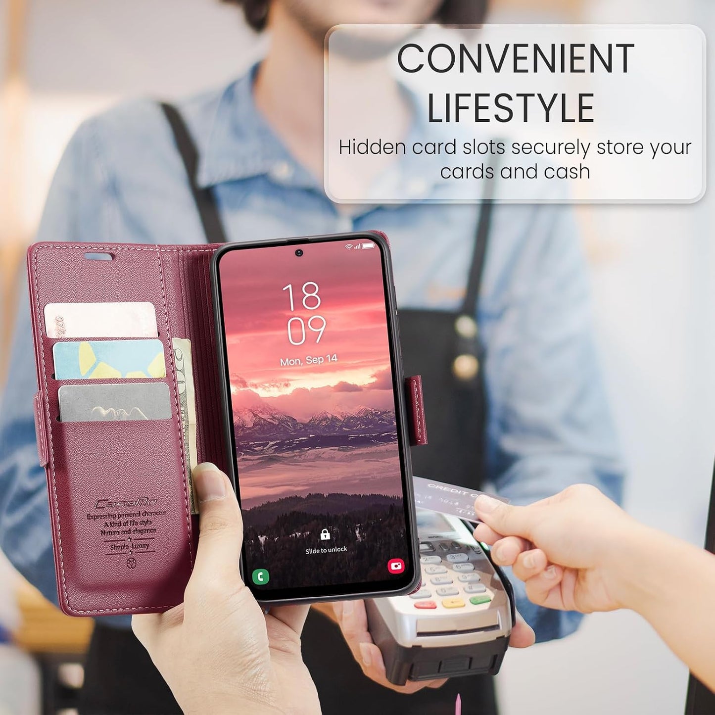 Wallet Case Designed for Samsung Galaxy A17 Leather [Card Holder][RFID Blocking][Premium PU Leather] Flip Phone Cover for Samsung A17 5G (Red)