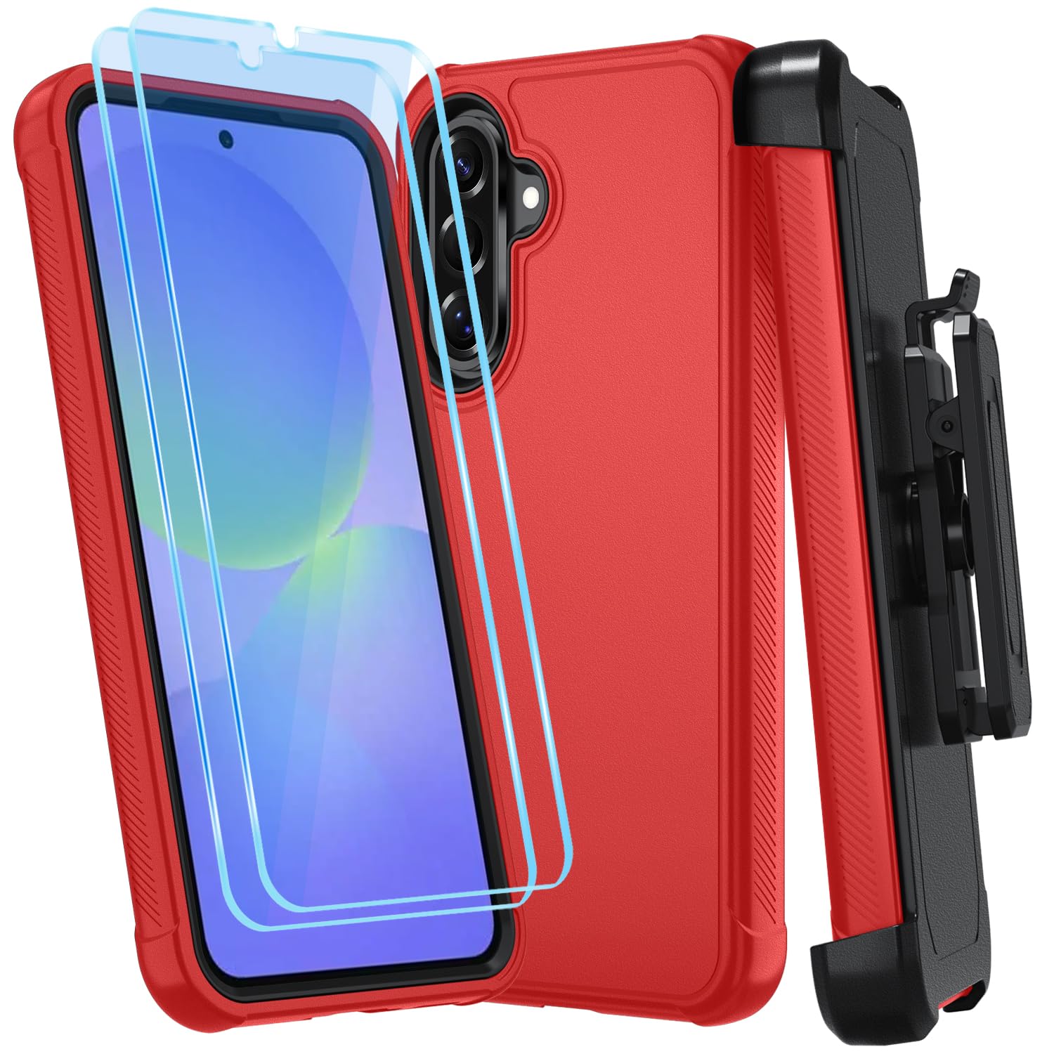 Case for Galaxy A25 5G Case, Samsung Galaxy A25 5G Case with HD Screen Protector [3 Layer] Military-Grade Heavy-Duty Shockproof Protective Phone Case for Samsung A25 5G,Black/Black