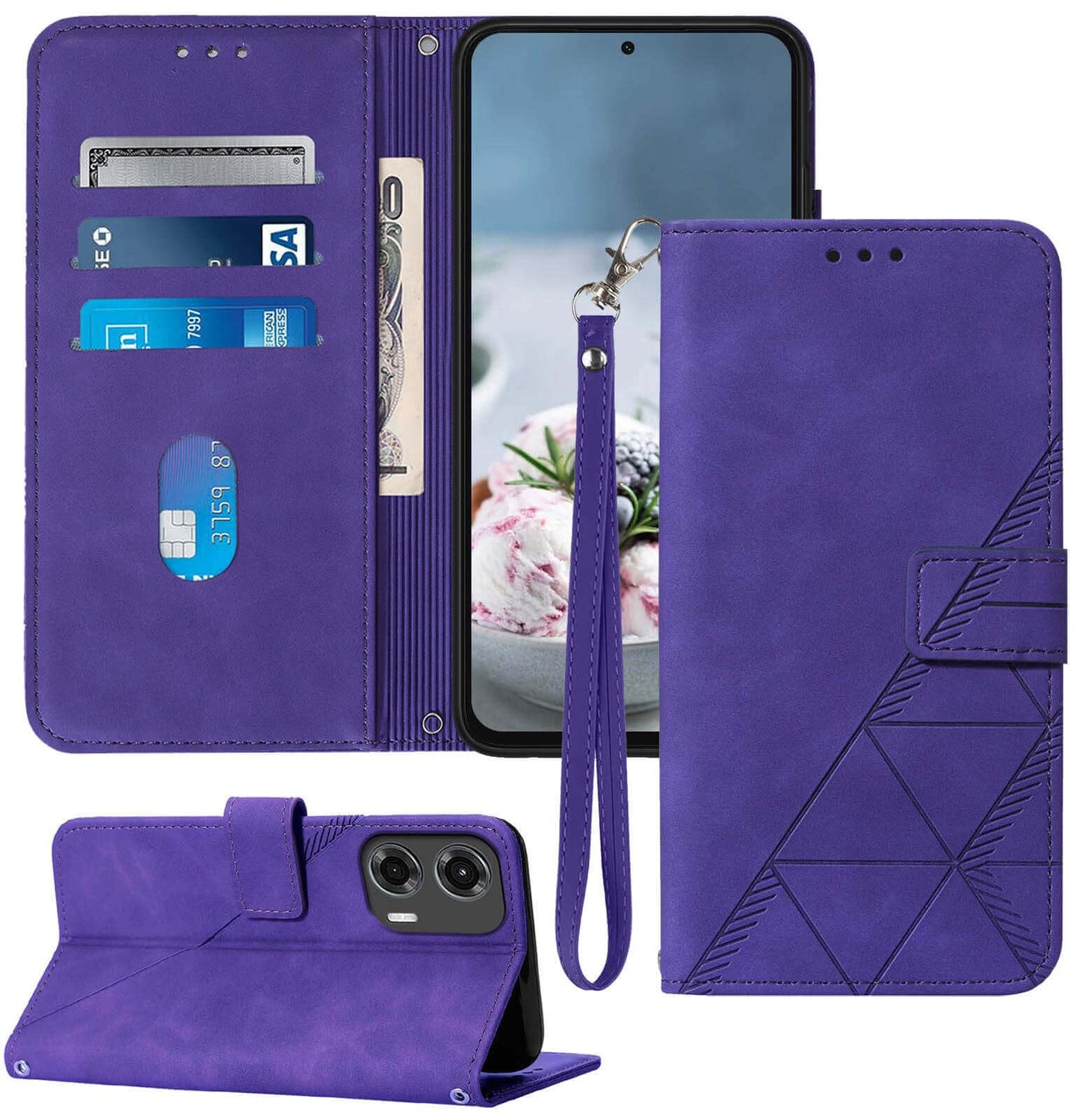 for Moto G Power 5G 2024 Case Wallet, Card Holder Slots, Wrist Strap, TPU Interior Protective, Stand PU Leather Flip Cover for Moto G Power 5G 2024 (Black)