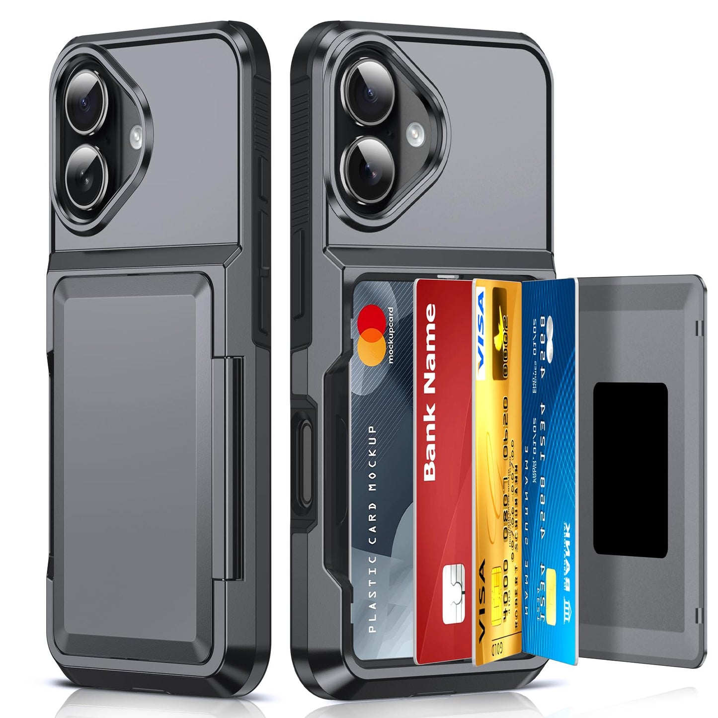 LeYi for iPhone-17 Wallet Case Clear: i Phone iphone17 Cases with Card Holder Protective iohone 17case Cover Women Funda para Heavy Duty Military Grade Hard Men ipone i17, Transparent