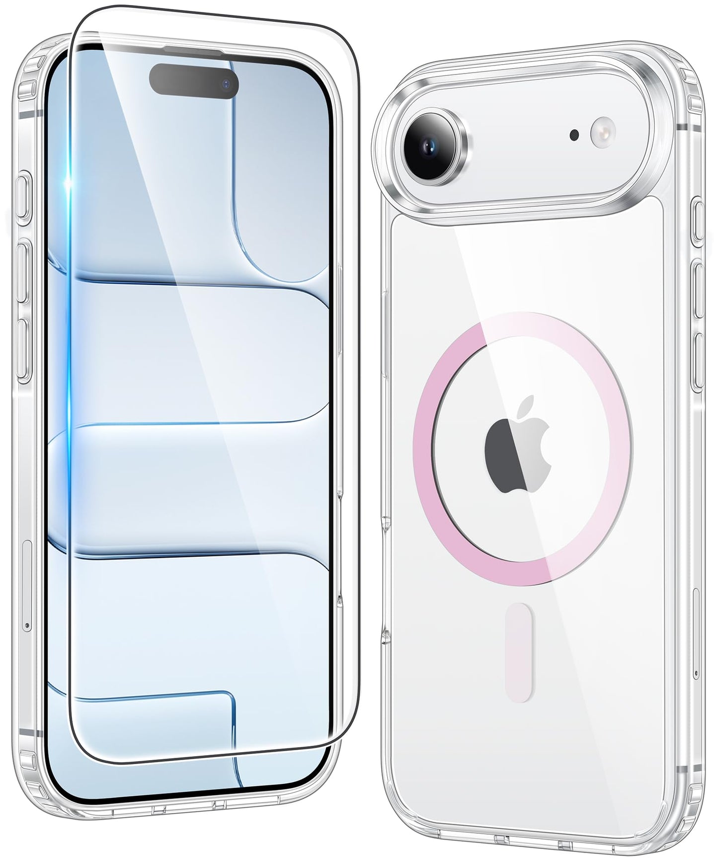 FNTCASE for iPhone 17 Case Clear: Magnetic Phone Cases with Screen Protector Drop Proof Compatible with Magsafe Slim Anti Yellowing Rugged Shockproof Protective Transparent Cell Cover (A-Clear)