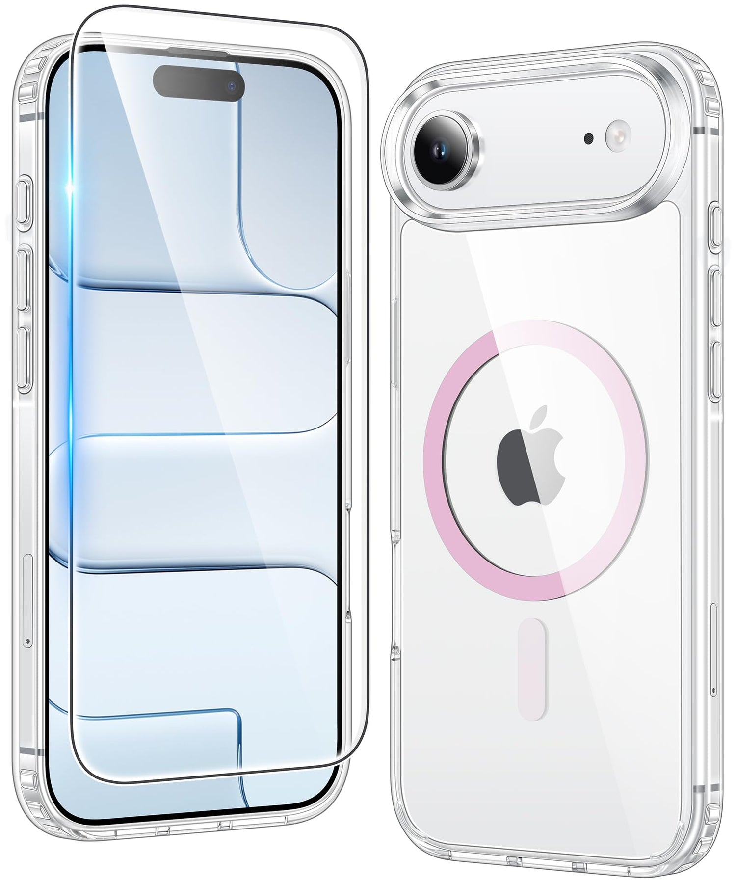 FNTCASE for iPhone 17 Case Clear: Magnetic Phone Cases with Screen Protector Drop Proof Compatible with Magsafe Slim Anti Yellowing Rugged Shockproof Protective Transparent Cell Cover (A-Clear)