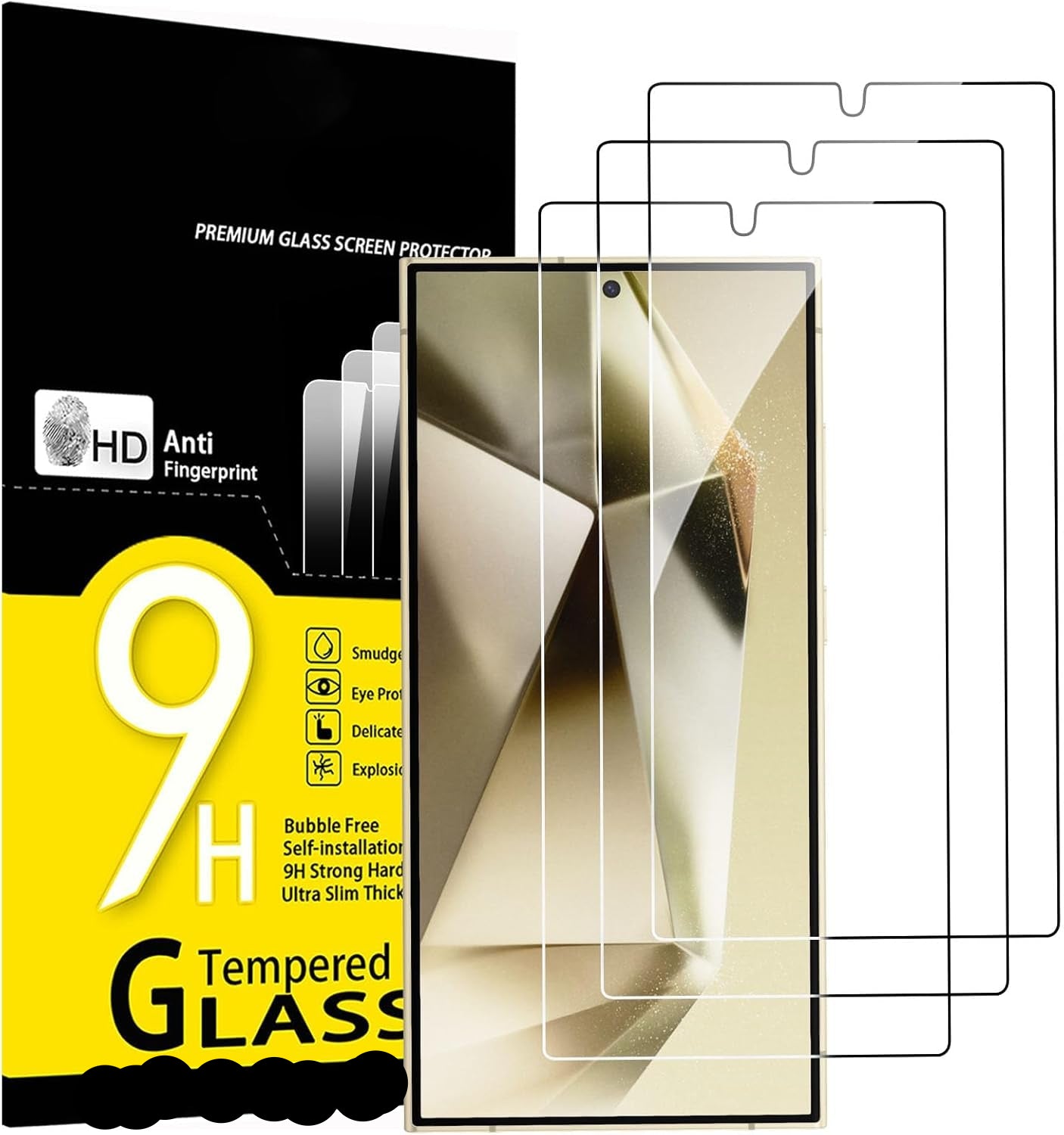 3 Pack Designed for Samsung Galaxy S25 Ultra Screen Protector Tempered Glass, Bubble Free, Ultra Resistant