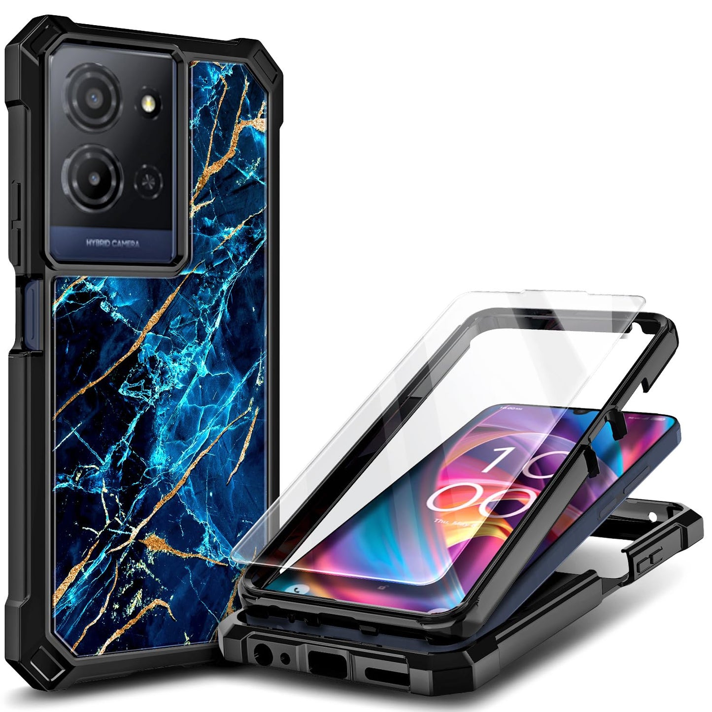 for TCL NXTPAPER 70 Pro Case, Shockproof Cover, Glitter Aqua/Purple