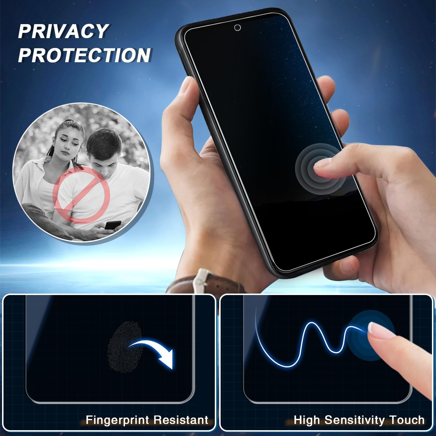 [3-Pack Privacy Screen Protector for Motorola Moto G Power 5G 2025 Tempered Glass, Bubble Free, Easy to Install, 9H Hardness