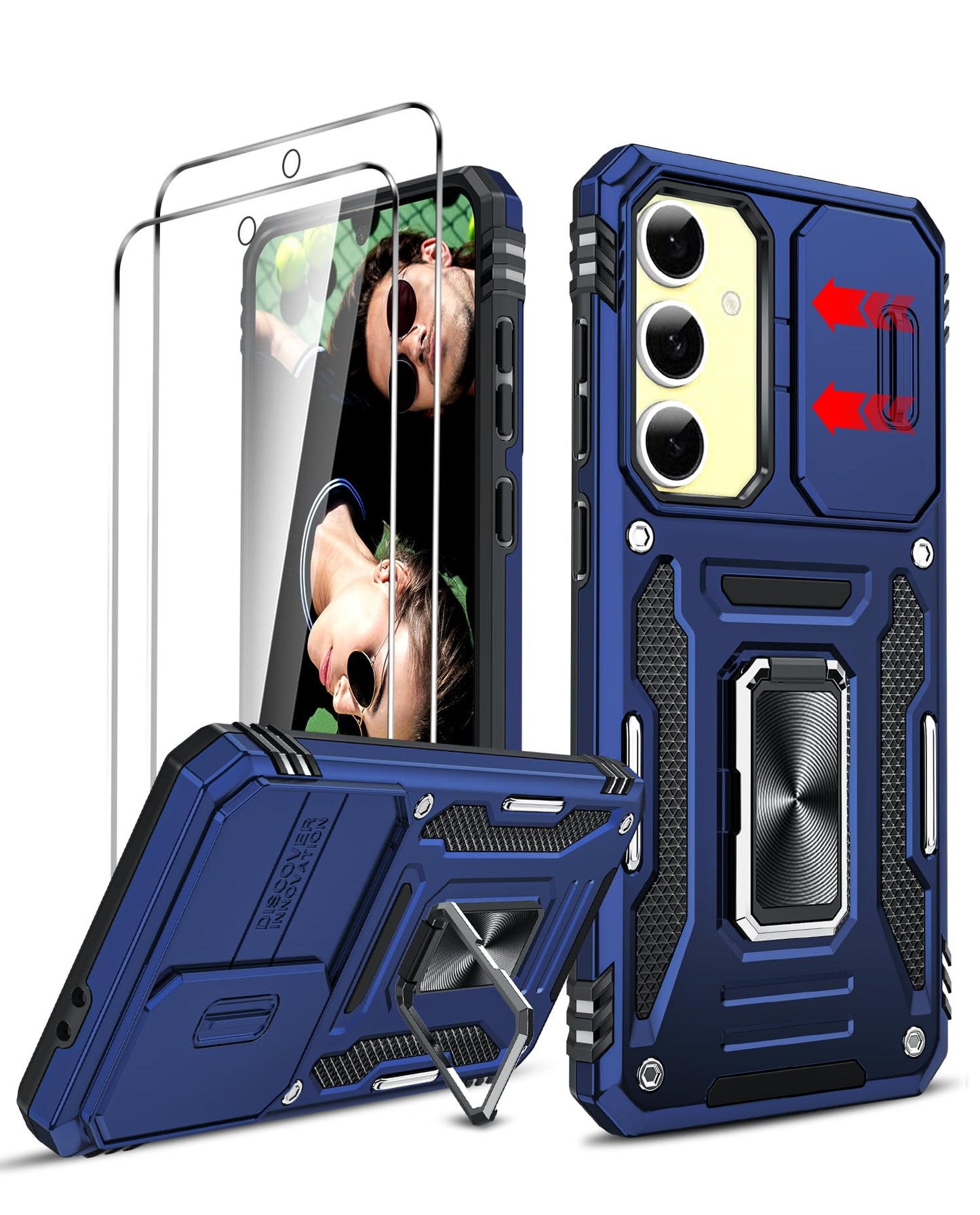 LeYi Compatible for Samsung Galaxy S24-FE Case: [𝗡𝗼𝘁 𝗳𝗶𝘁 𝗦𝟮𝟰 𝟱𝗚] Samsung S24 FE Case with S24FE Screen Protector X2 & Magnetic Stand, Military-Grade Cell Galaxy S 24 FE Phone, Black