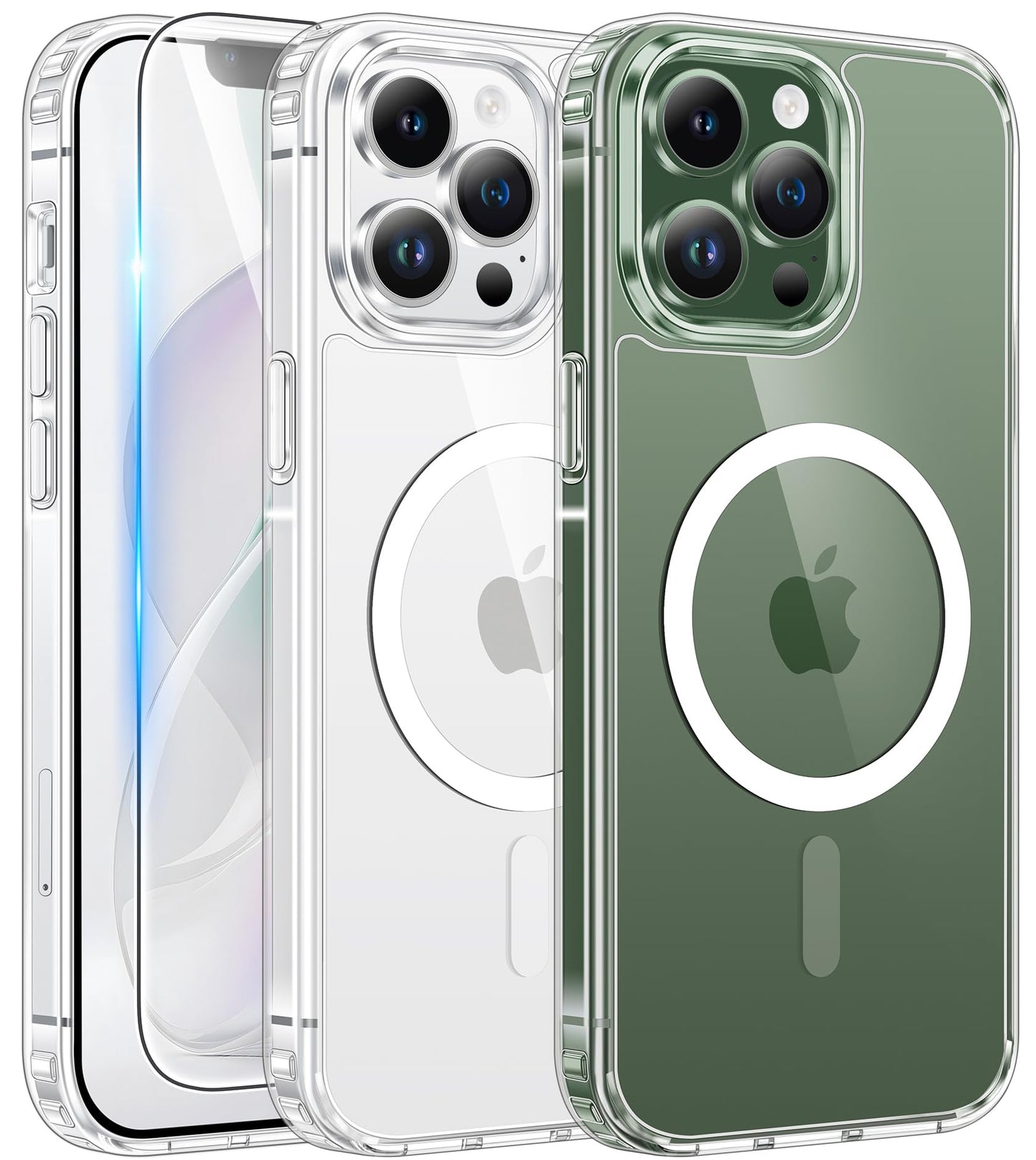 FNTCASE for iPhone 17 Case Clear: Magnetic Phone Cases with Screen Protector Drop Proof Compatible with Magsafe Slim Anti Yellowing Rugged Shockproof Protective Transparent Cell Cover (A-Clear)