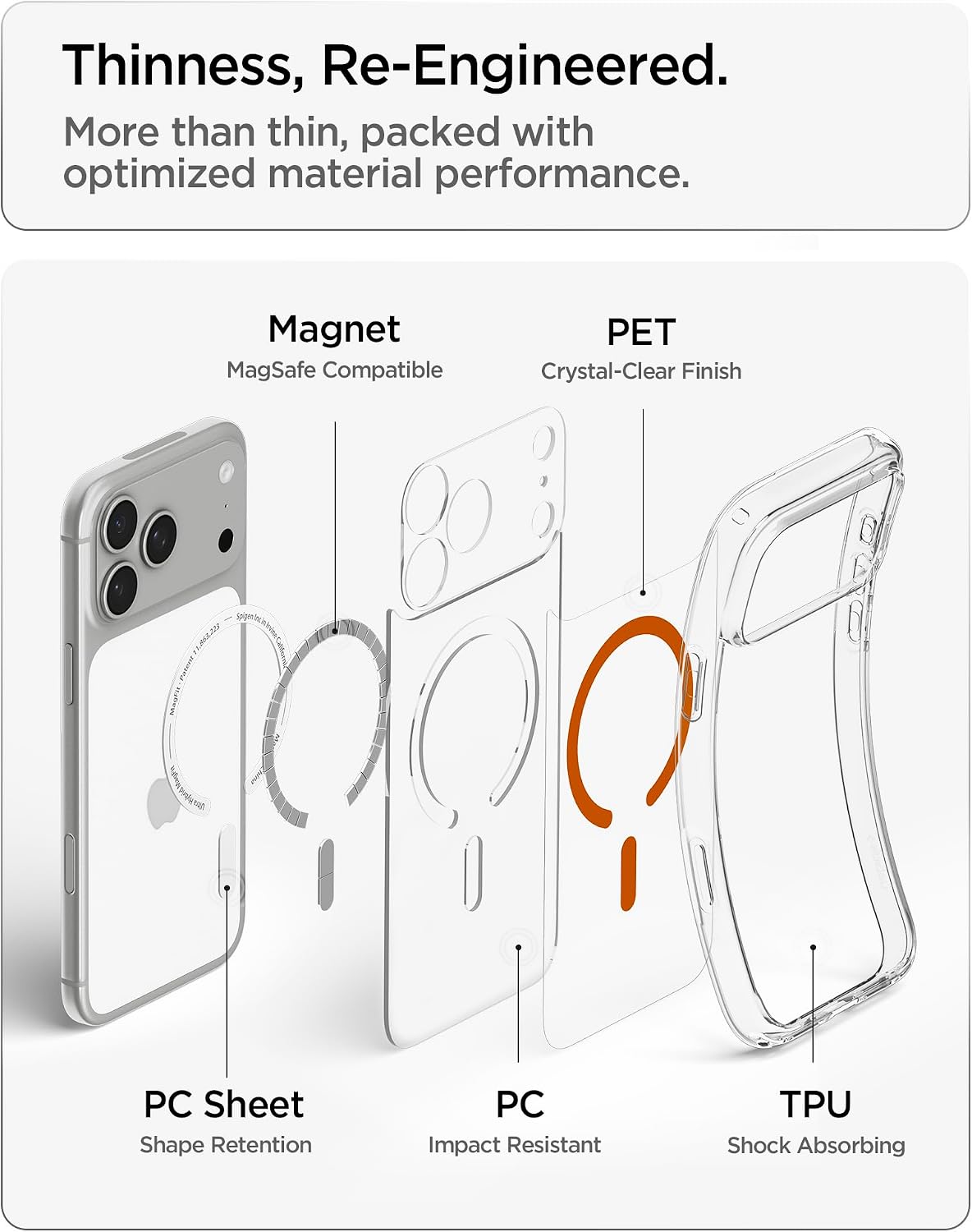 Spigen for iPhone 18 Pro Max Case, for iPhone 17 Pro Max Case, Clear Orange
