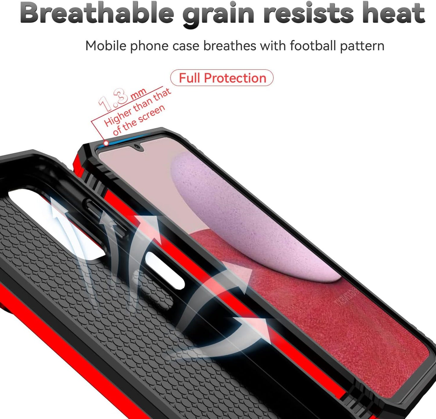 SunStory Phone Case for Samsung Galaxy A14 5G Case with HD Screen Protector & Slide Camera Cover & Rotated Ring Kickstand, [Military-Grade] Phone Case for Galaxy A14 5G,Red