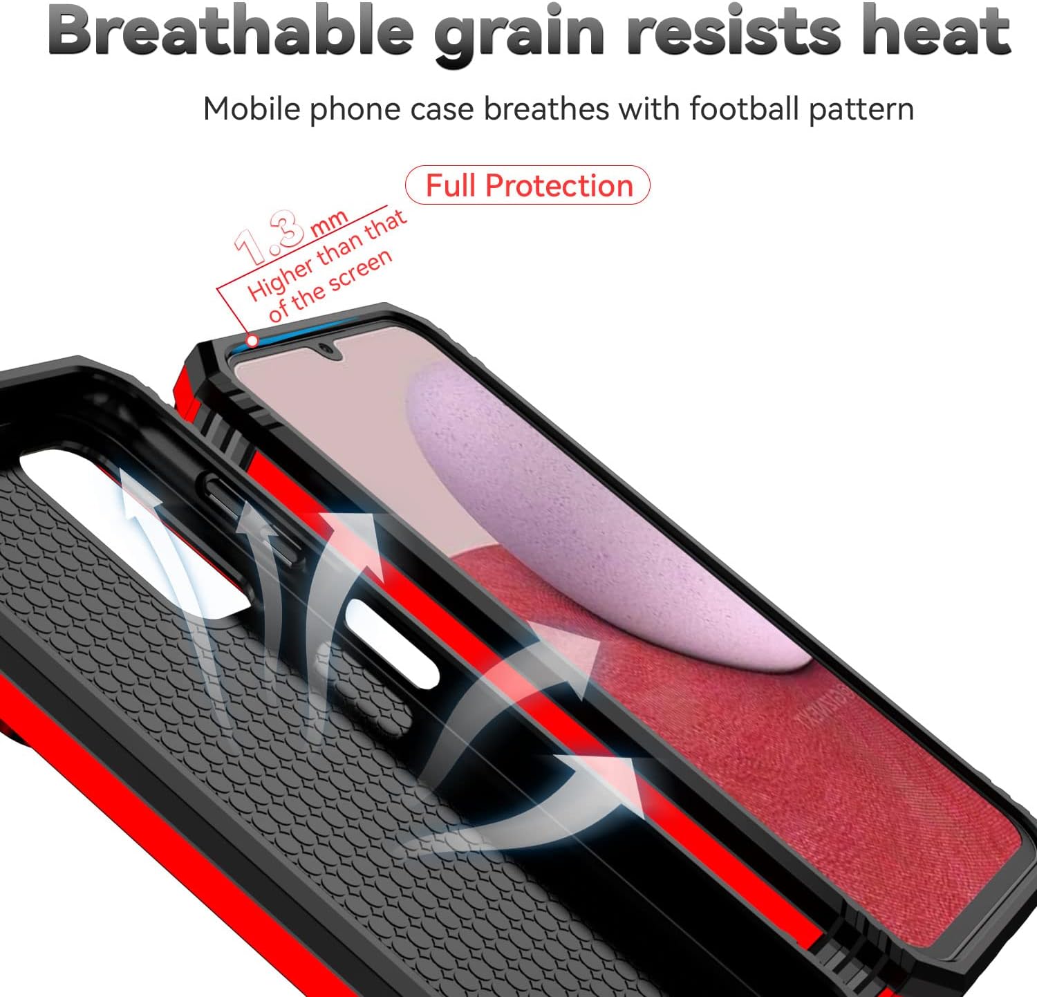 SunStory Phone Case for Samsung Galaxy A14 5G Case with HD Screen Protector & Slide Camera Cover & Rotated Ring Kickstand, [Military-Grade] Phone Case for Galaxy A14 5G,Red