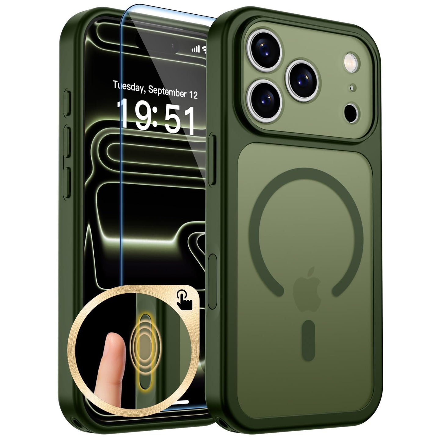 Magnetic for iPhone 17 Case, Upgraded [Camera Control Button] [Full Camera Protection] [with 1 Screen Protector] Translucent Matte Shockproof Protective Phone Cover, Mist Blue