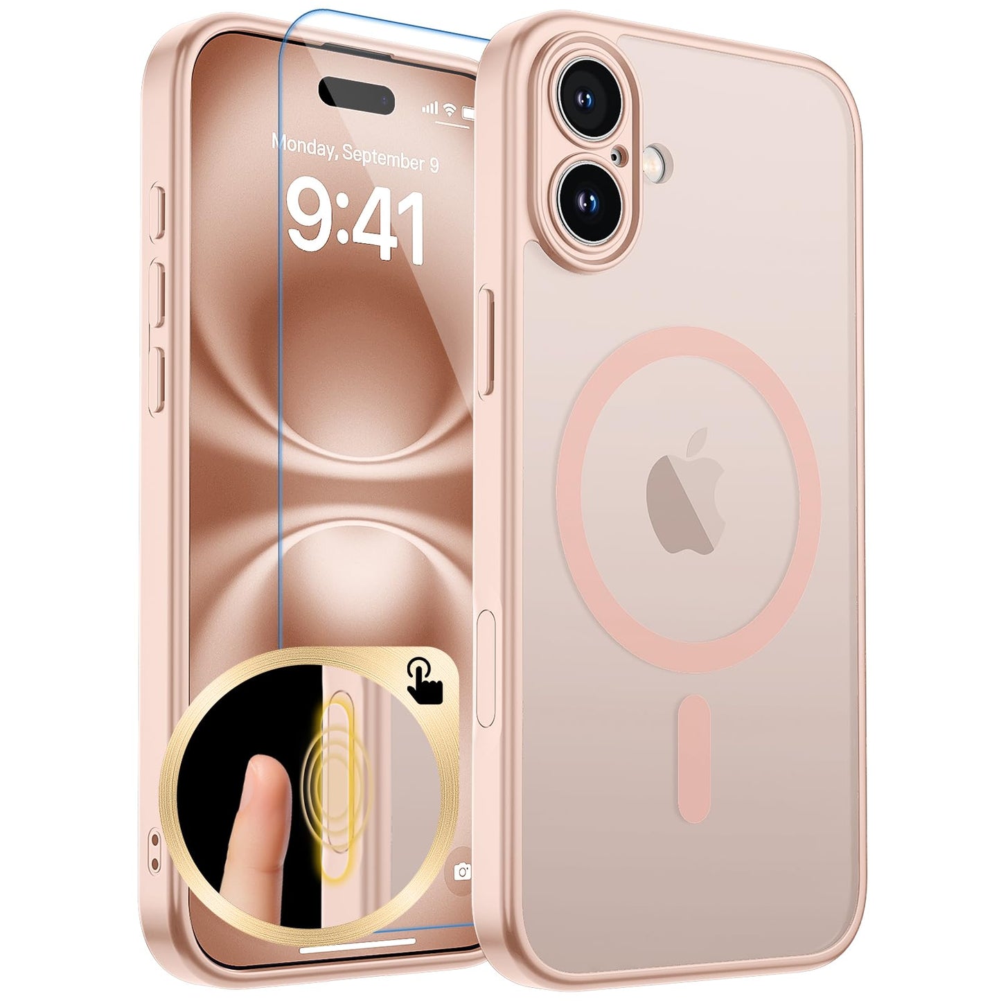 Magnetic for iPhone 17 Case, Upgraded [Camera Control Button] [Full Camera Protection] [with 1 Screen Protector] Translucent Matte Shockproof Protective Phone Cover, Mist Blue