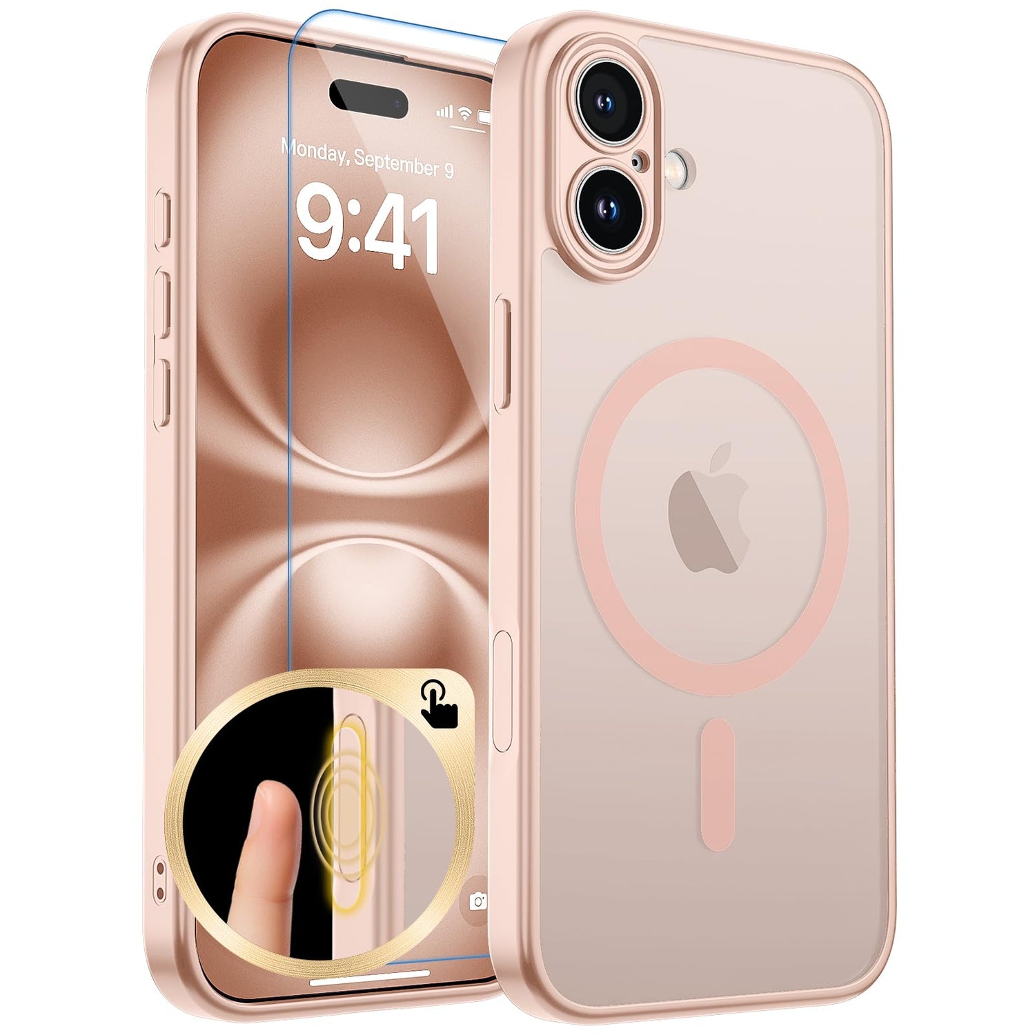 Magnetic for iPhone 17 Case, Upgraded [Camera Control Button] [Full Camera Protection] [with 1 Screen Protector] Translucent Matte Shockproof Protective Phone Cover, Mist Blue