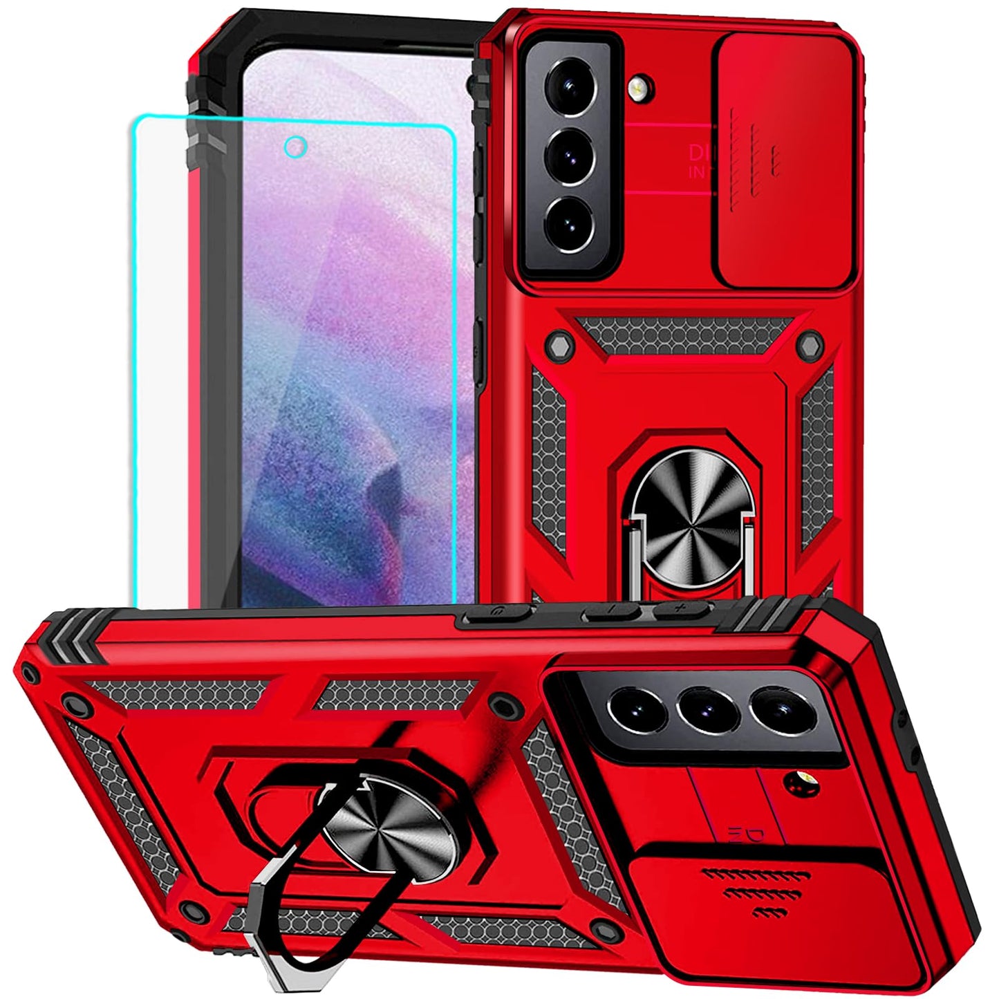 Case for Samsung Galaxy S21 Plus Phone Case Black | with Screen Protector, Military Grade, 20ft. Drop Tested, Ring, Shockproof, Protective