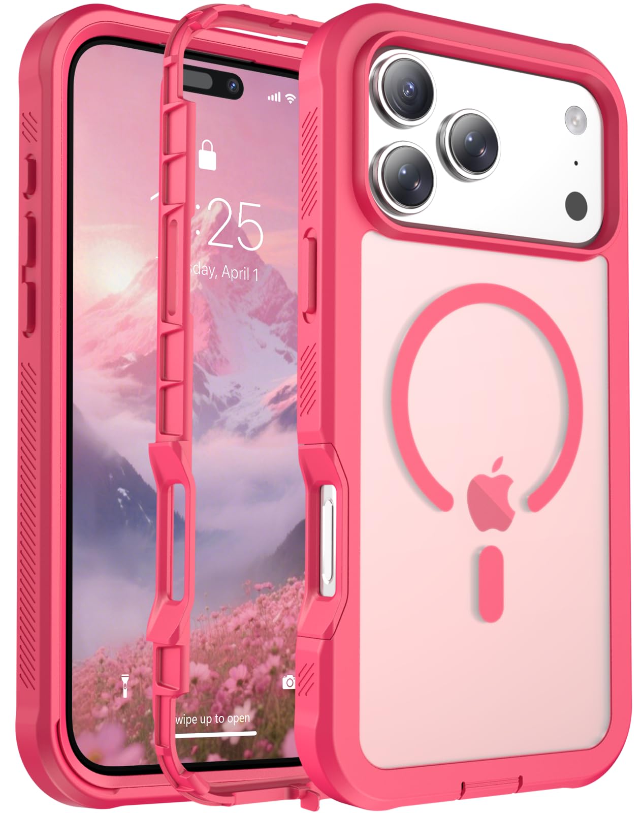 Magnetic for iPhone 17 Case, [Compatible with MagSafe][Military Grade Drop Protection][Heavy Duty Protection][Non-Slip][Shockproof] 2-Layer Durable Bumper Phone Case 6.3''-Black