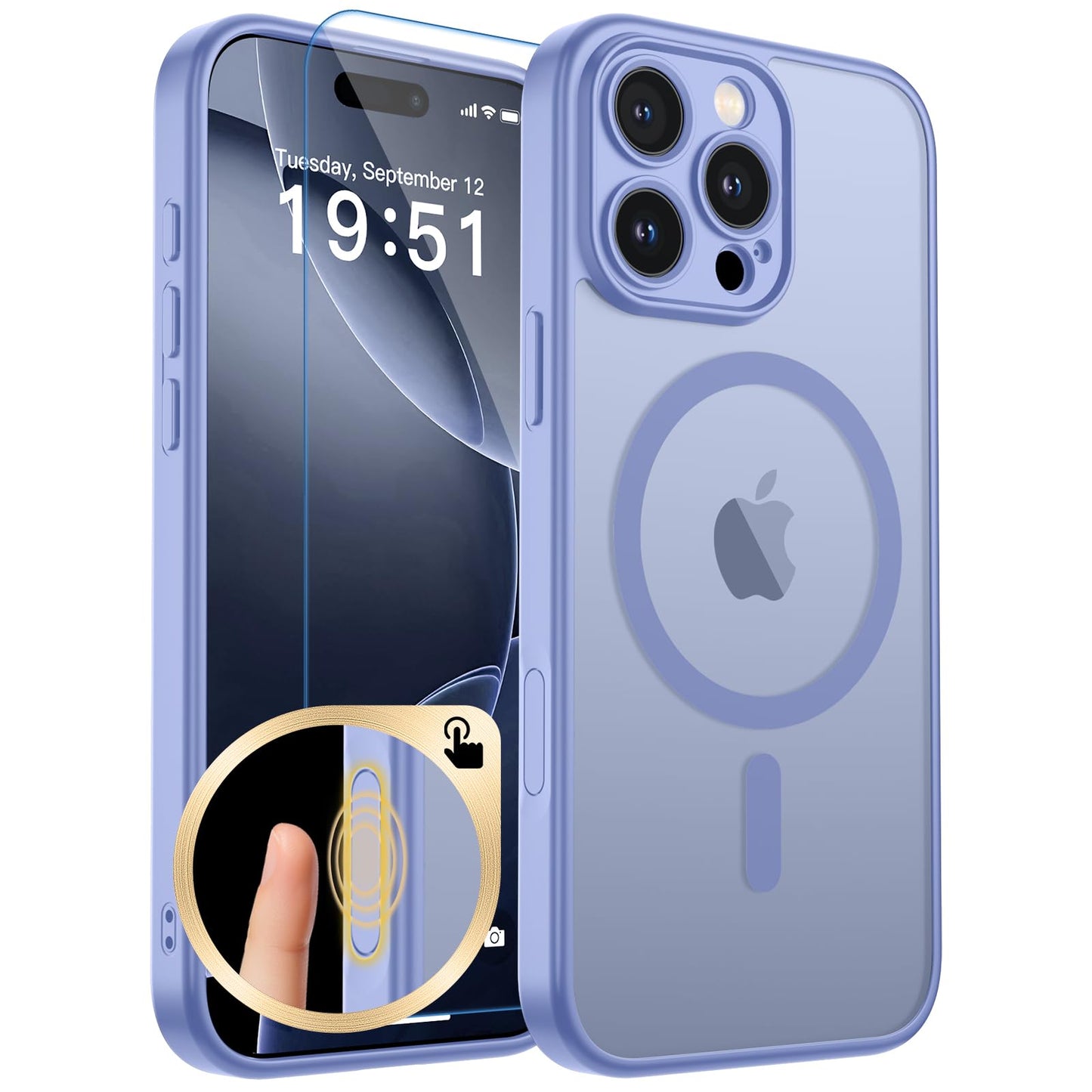 Magnetic for iPhone 17 Case, Upgraded [Camera Control Button] [Full Camera Protection] [with 1 Screen Protector] Translucent Matte Shockproof Protective Phone Cover, Mist Blue