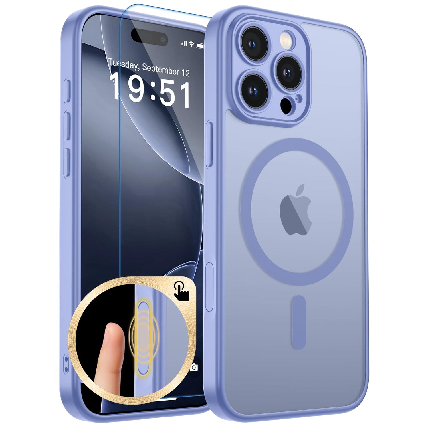Magnetic for iPhone 17 Case, Upgraded [Camera Control Button] [Full Camera Protection] [with 1 Screen Protector] Translucent Matte Shockproof Protective Phone Cover, Mist Blue