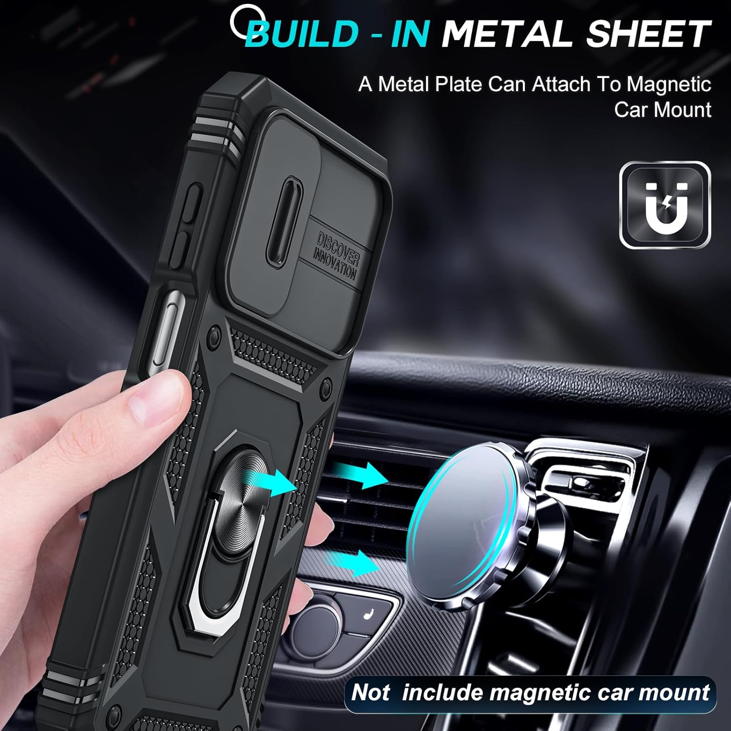 LeYi Compatible for Samsung Galaxy A15-5G Phone Case: Galaxy A15 5G Screen Protector Scratch Resistant [2 Packs] with A15 Case, Heavy Duty Shockproof para Basic Android Galaxy Phone Case A 15, Black