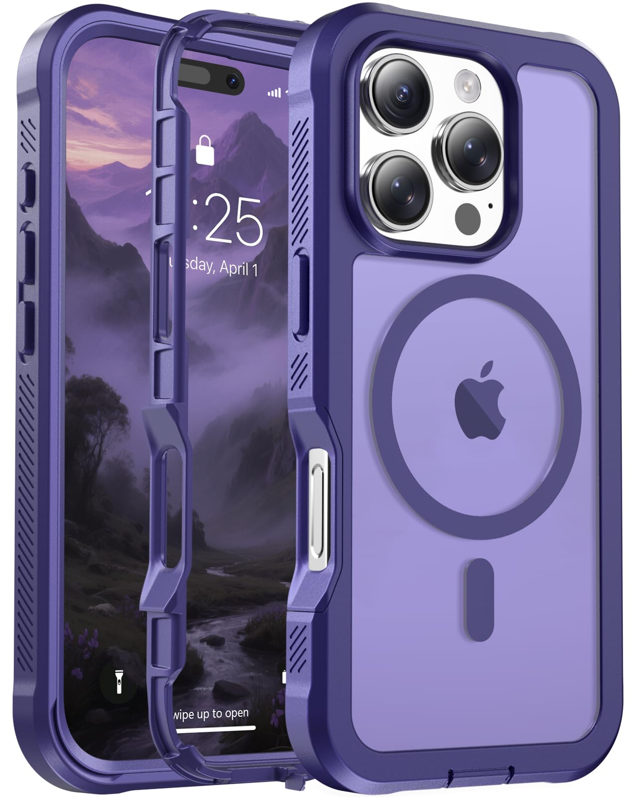 Magnetic for iPhone 17 Case, [Compatible with MagSafe][Military Grade Drop Protection][Heavy Duty Protection][Non-Slip][Shockproof] 2-Layer Durable Bumper Phone Case 6.3''-Black