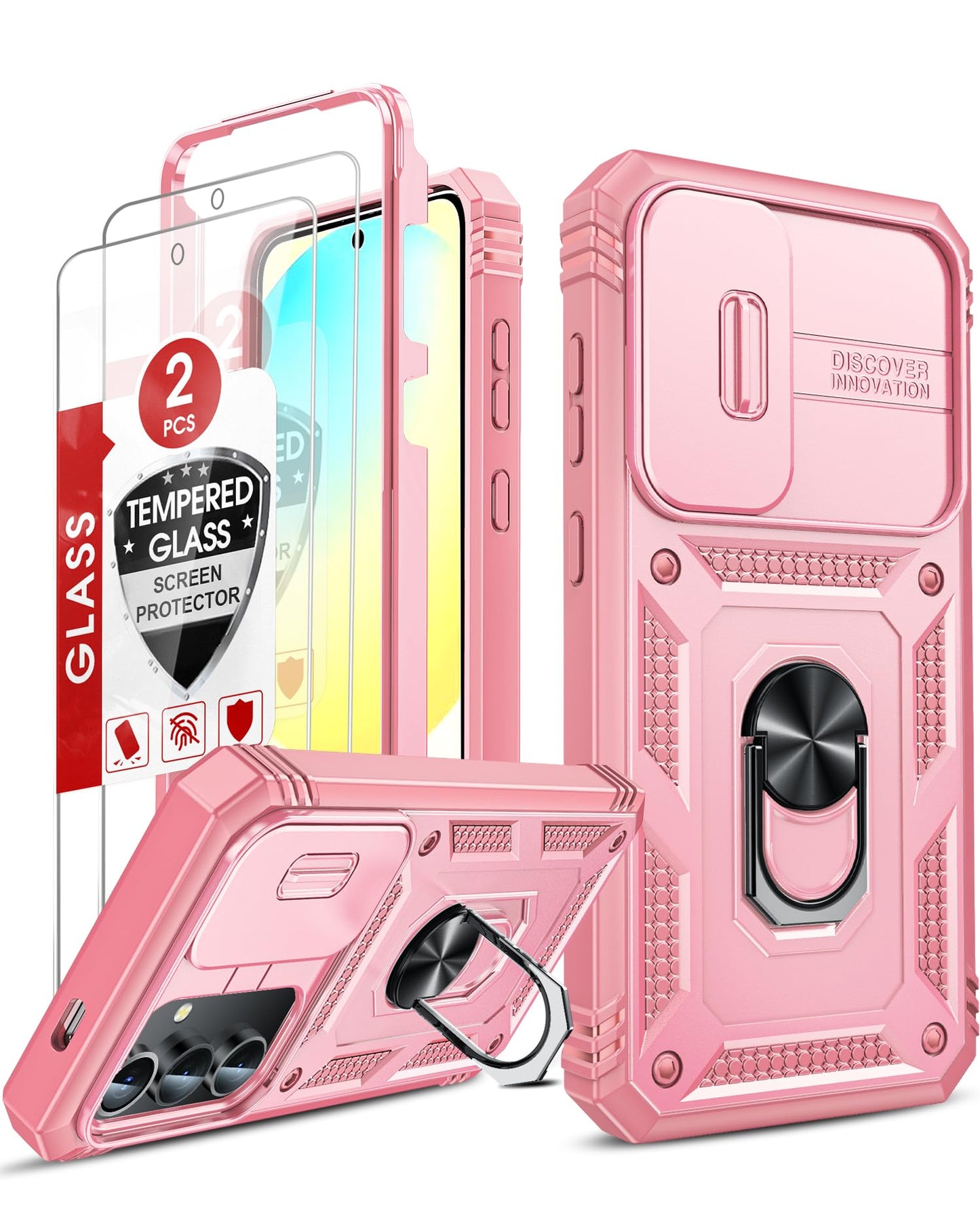 LeYi Compatible for Samsung Galaxy S24-FE Case: [𝗡𝗼𝘁 𝗳𝗶𝘁 𝗦𝟮𝟰 𝟱𝗚] Samsung S24 FE Case with S24FE Screen Protector X2 & Magnetic Stand, Military-Grade Cell Galaxy S 24 FE Phone, Black