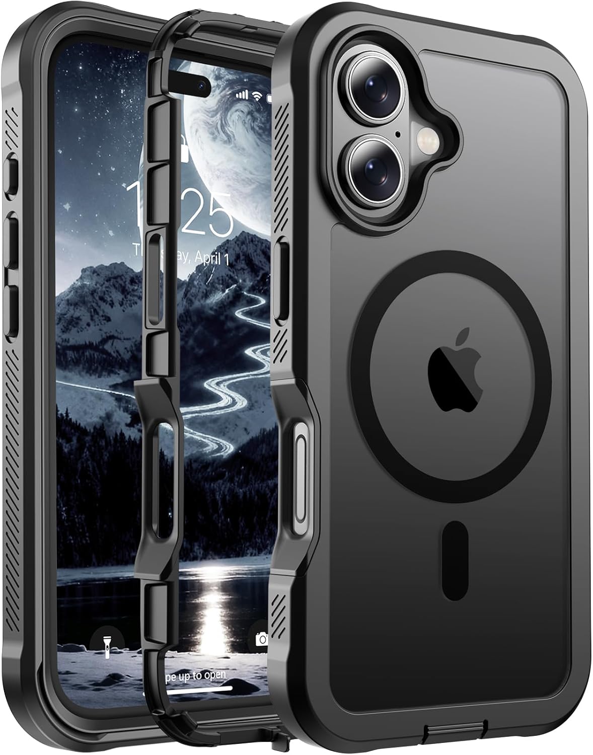 Magnetic for iPhone 17 Case, [Compatible with MagSafe][Military Grade Drop Protection][Heavy Duty Protection][Non-Slip][Shockproof] 2-Layer Durable Bumper Phone Case 6.3''-Black