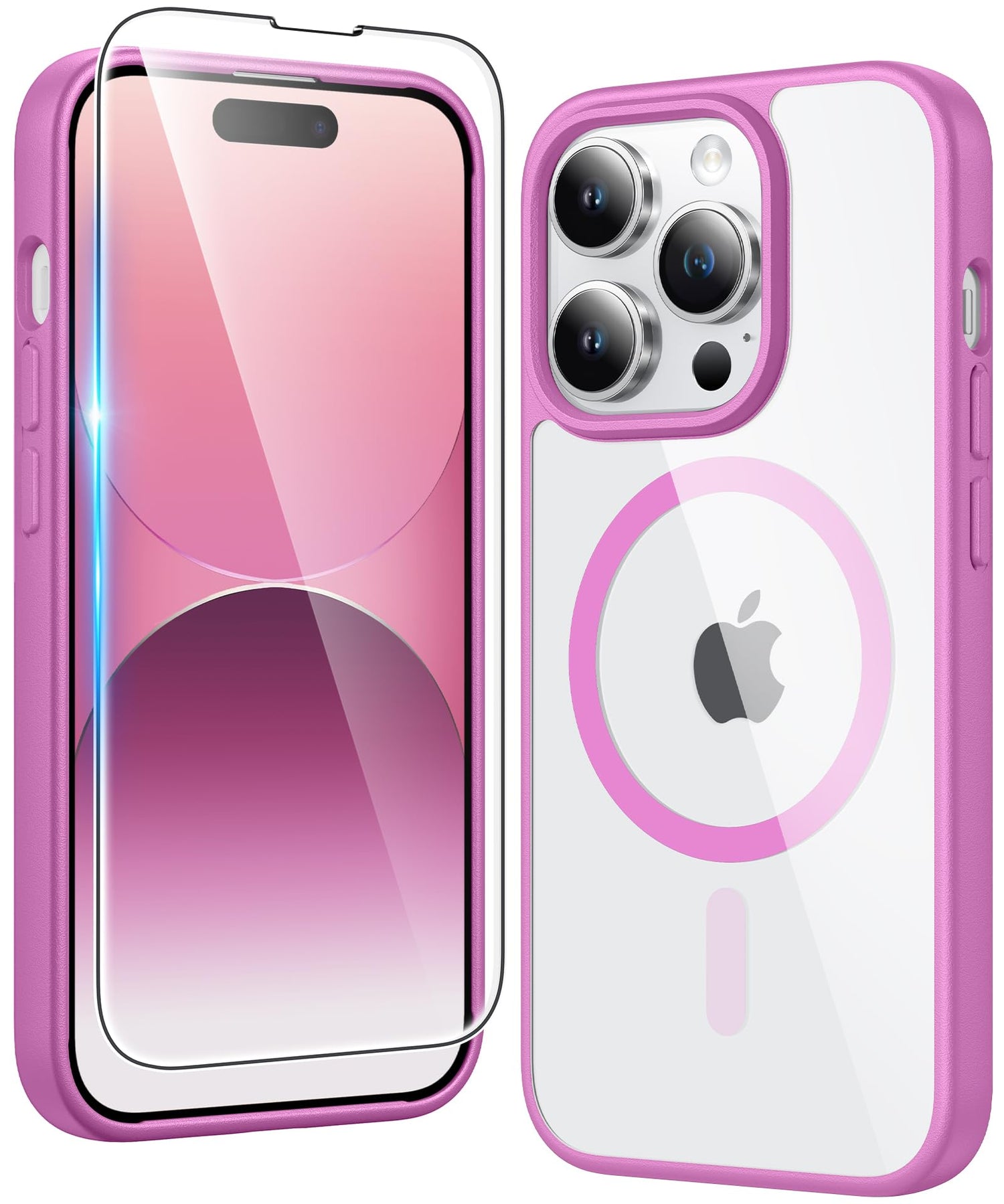 FNTCASE for iPhone 17 Case Clear: Magnetic Phone Cases with Screen Protector Drop Proof Compatible with Magsafe Slim Anti Yellowing Rugged Shockproof Protective Transparent Cell Cover (A-Clear)