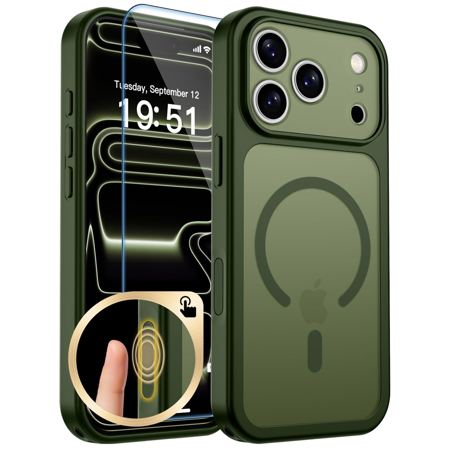 Magnetic for iPhone 17 Case, Upgraded [Camera Control Button] [Full Camera Protection] [with 1 Screen Protector] Translucent Matte Shockproof Protective Phone Cover, Mist Blue
