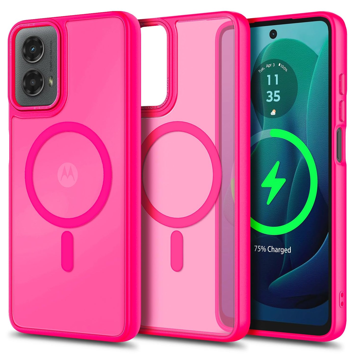 YZB Magnetic for Motorola Moto G Power-5G-2024 Case, Black | Compatible with MagSafe, Translucent Matte Scratch-Resistant Back, Military-Grade Protection Shockproof Slim Phone Cover