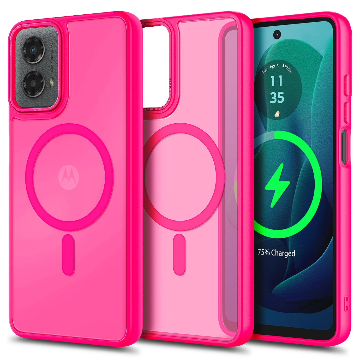 YZB Magnetic for Motorola Moto G Power-5G-2024 Case, Black | Compatible with MagSafe, Translucent Matte Scratch-Resistant Back, Military-Grade Protection Shockproof Slim Phone Cover
