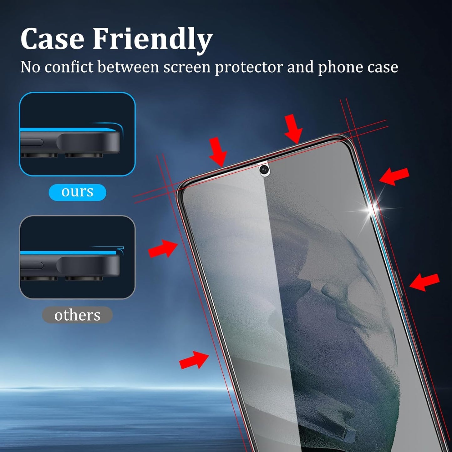[4 Pack] 2 Pack Privacy Screen Protector for Samsung Galaxy S21 5G with 2 Pack Camera Lens Protector, 9H Hardness Anti Spy Tempered Glass Screen Protector