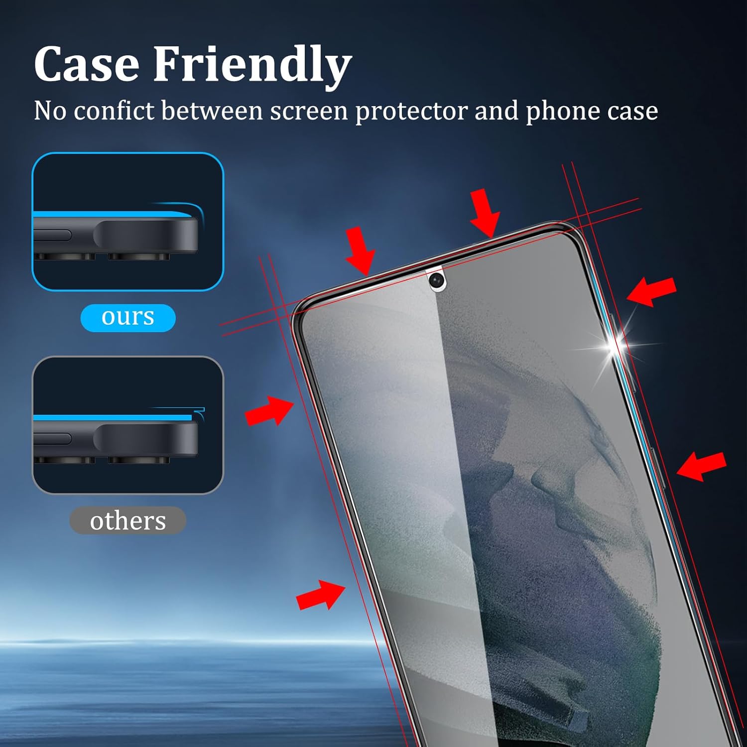 [4 Pack] 2 Pack Privacy Screen Protector for Samsung Galaxy S21 5G with 2 Pack Camera Lens Protector, 9H Hardness Anti Spy Tempered Glass Screen Protector