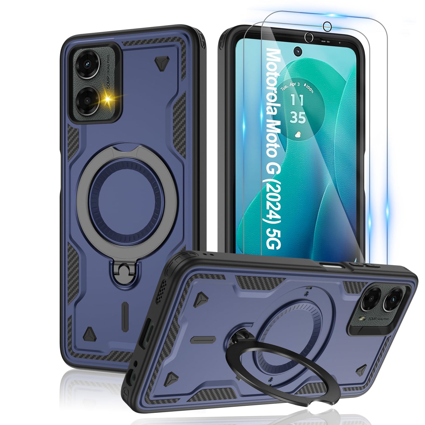 Gritup for Moto G Power 5G 2026/2025 Magnetic Case Compatible with MagSafe & HD Screen Protector×2 Metal Rotated Kickstand Military Grade Shockproof Protective Moto G Power 5G 2026/2025 Black