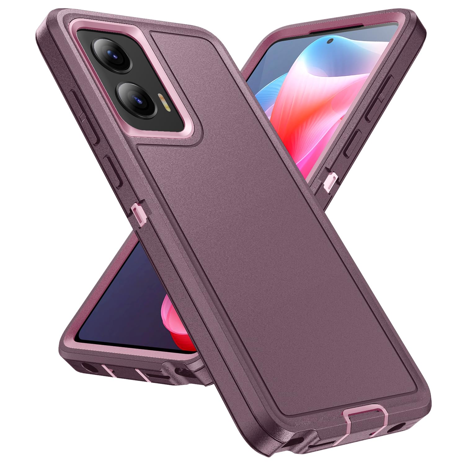 Designed for Motorola Moto G Stylus 5G 2024 Case 3 in 1 Military Grade Protective Case Cover Silicone Heavy Duty Rugged Shockproof for Moto G Stylus 5G 2024 Phone Case (Navy+Cyan)