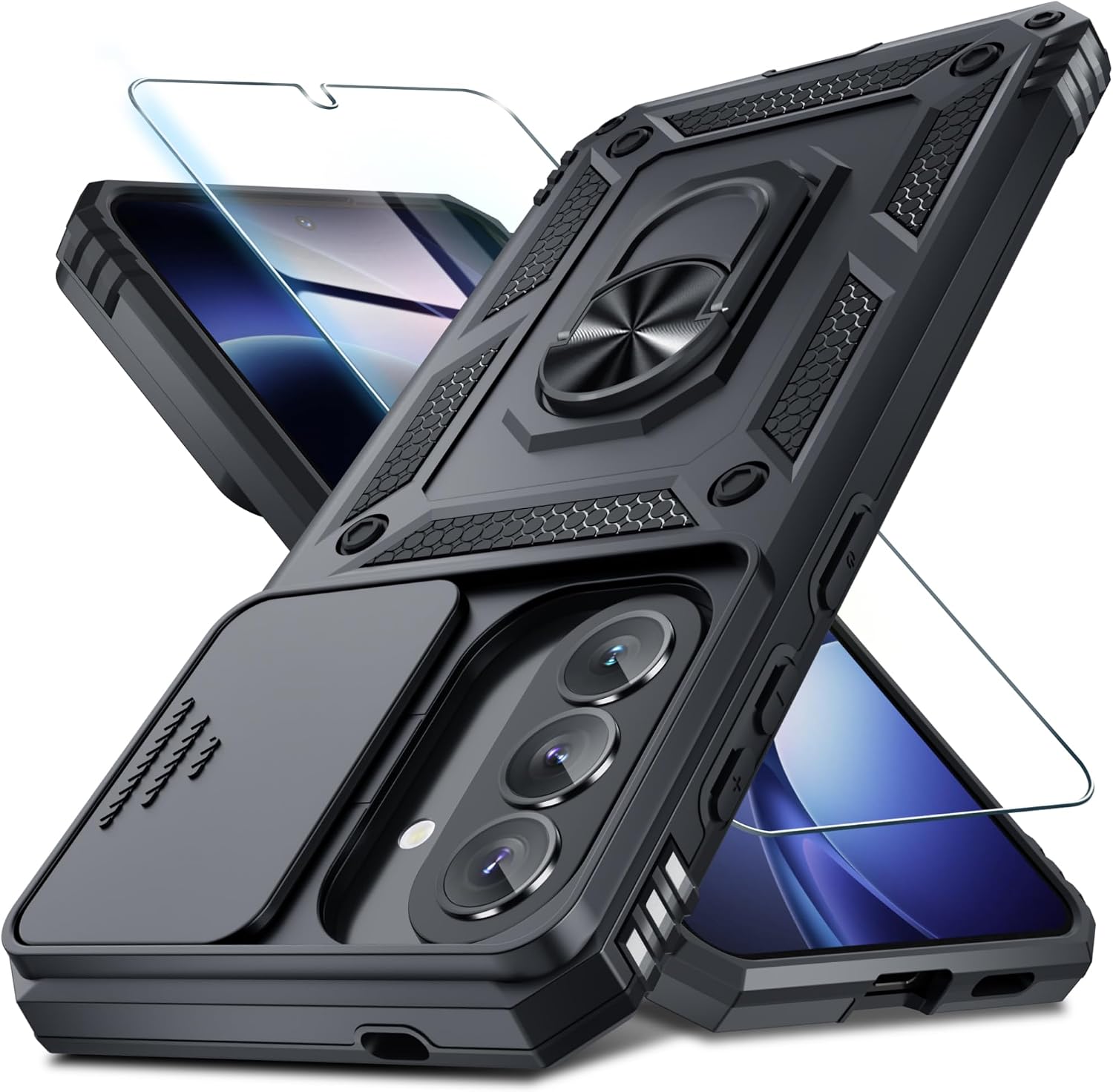 Janmitta for Samsung Galaxy A57 Case Built in Slide Camera Cover,Black