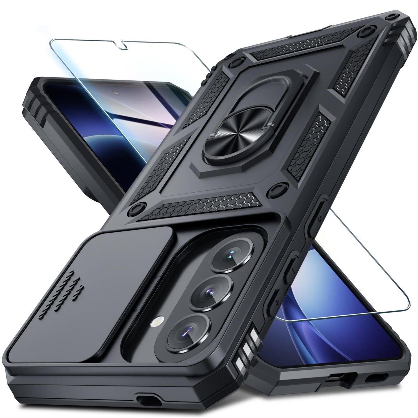 for Samsung Galaxy A37/A36 Case Built in Slide Camera Cover,Black