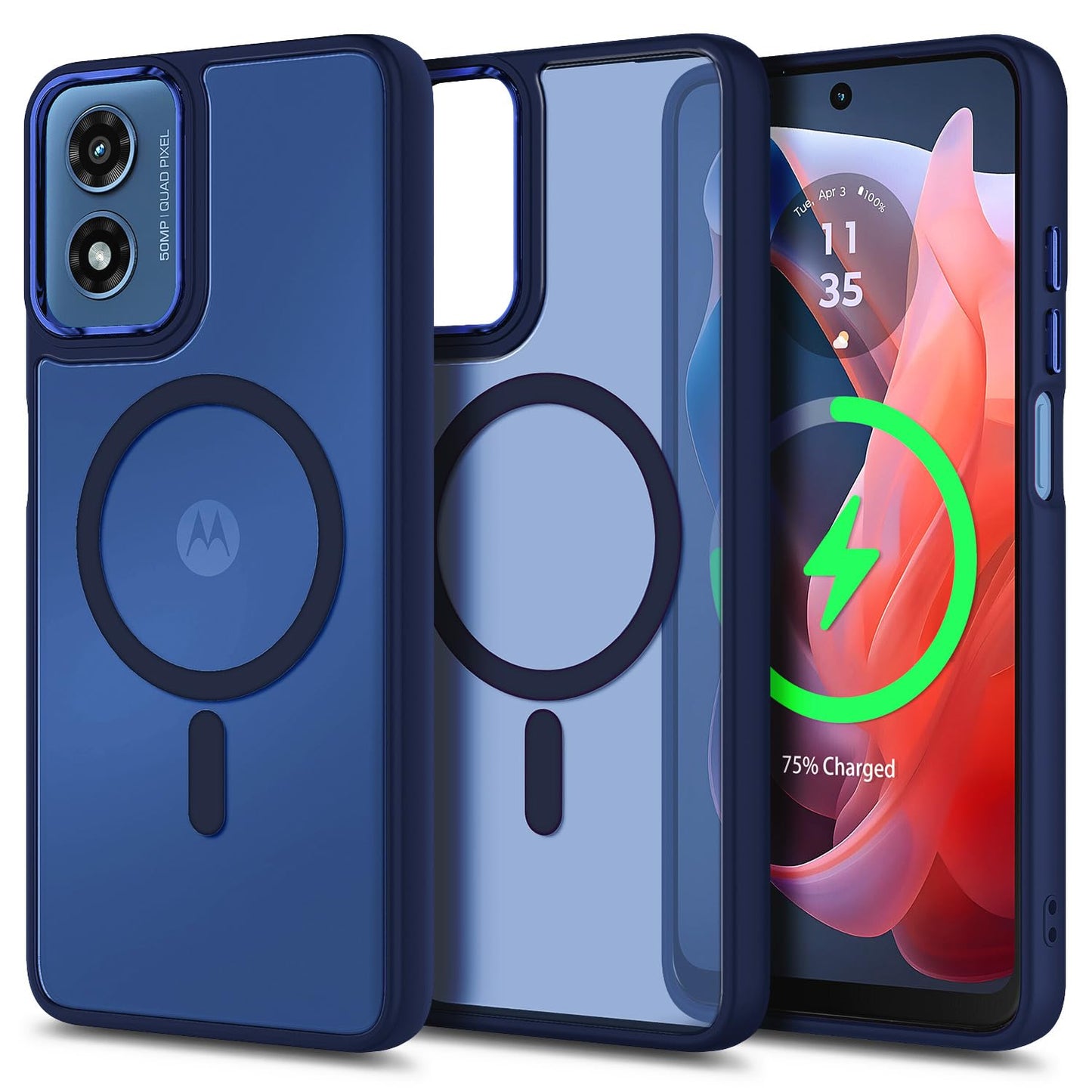 YZB Magnetic for Motorola Moto G Power-5G-2024 Case, Black | Compatible with MagSafe, Translucent Matte Scratch-Resistant Back, Military-Grade Protection Shockproof Slim Phone Cover