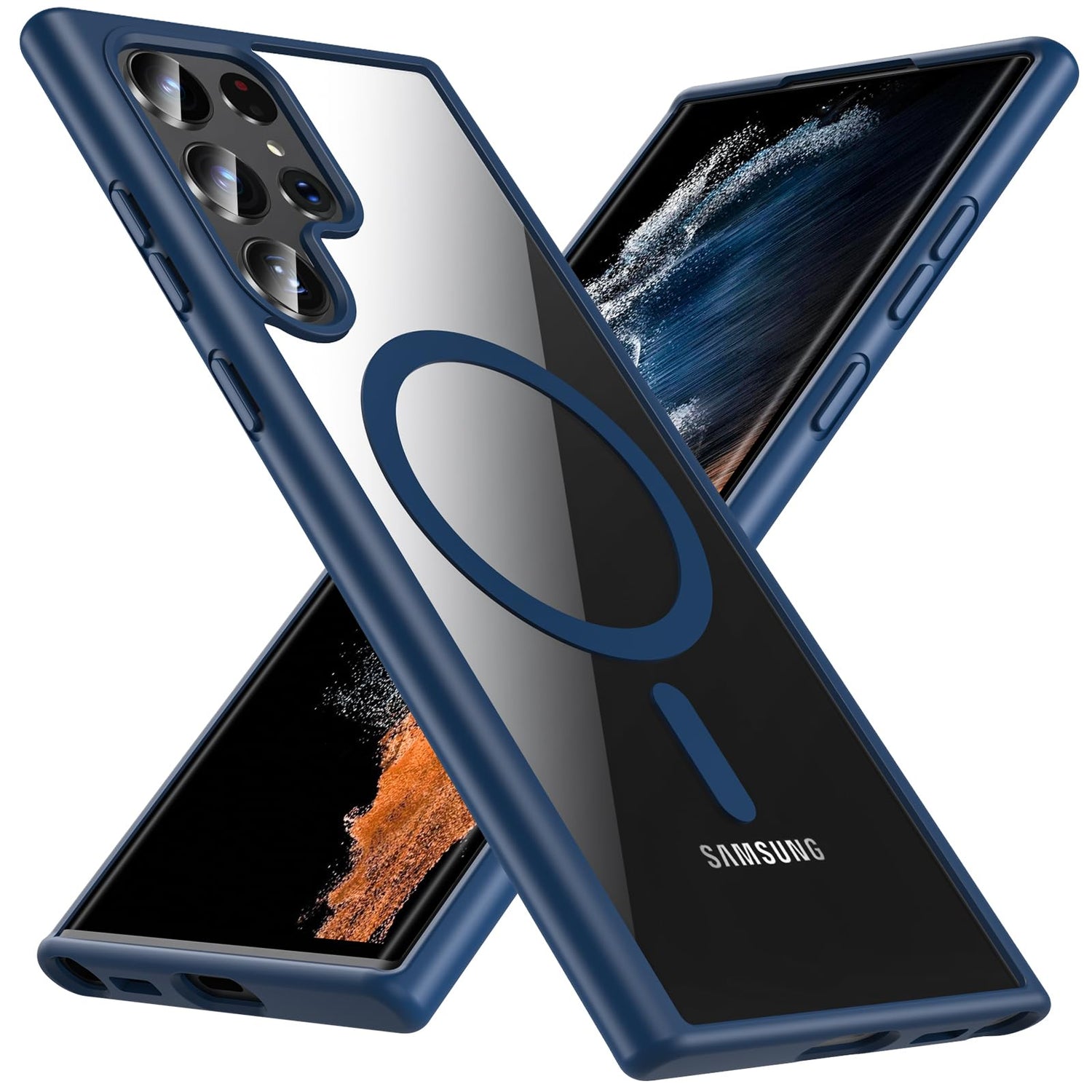 Hensinple for Samsung Galaxy S22 Ultra Case Magnetic, Galaxy S22 Ultra Phone Case [Compatible with Magsafe] Wireless Charging Translucent Back Cover Case 6.8 Inch,Black