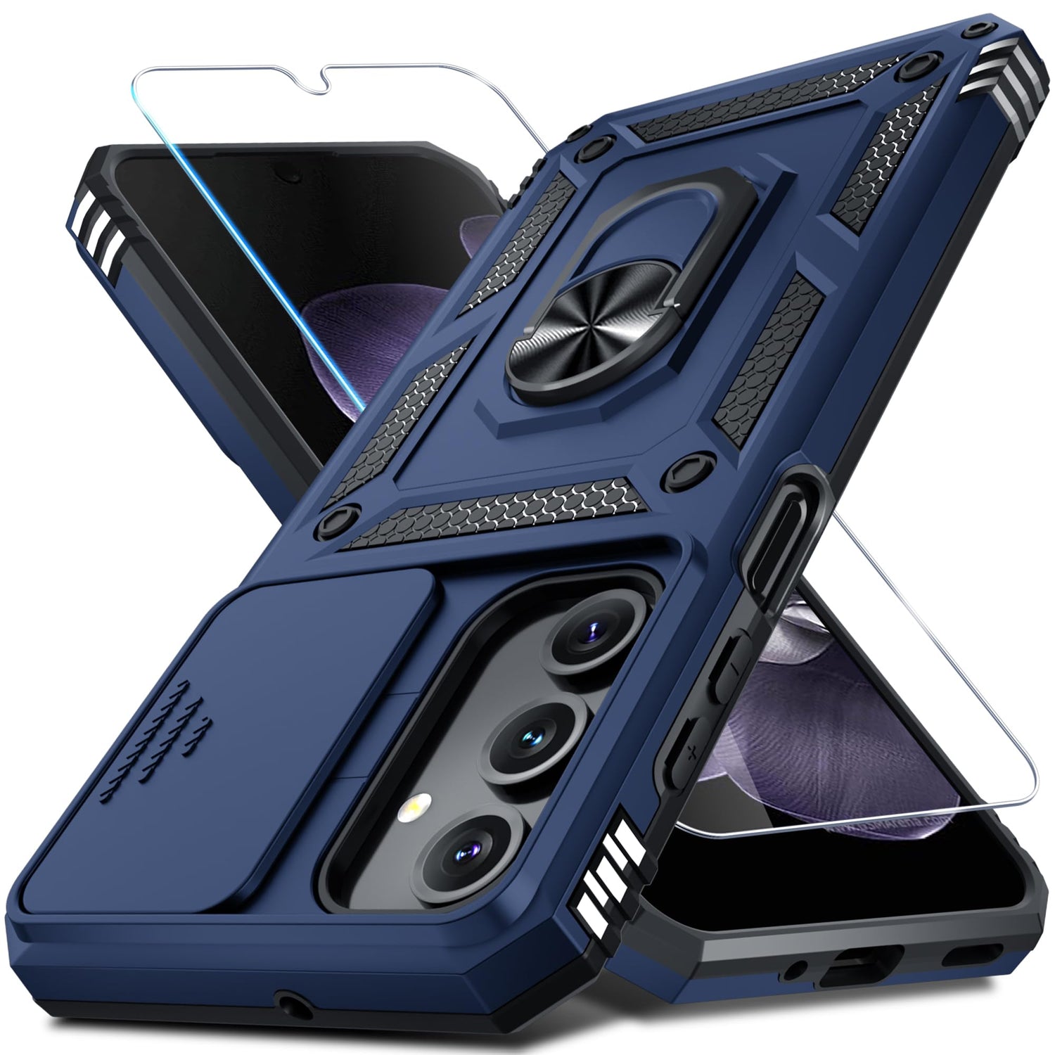 for Samsung Galaxy A37/A36 Case Built in Slide Camera Cover,Black