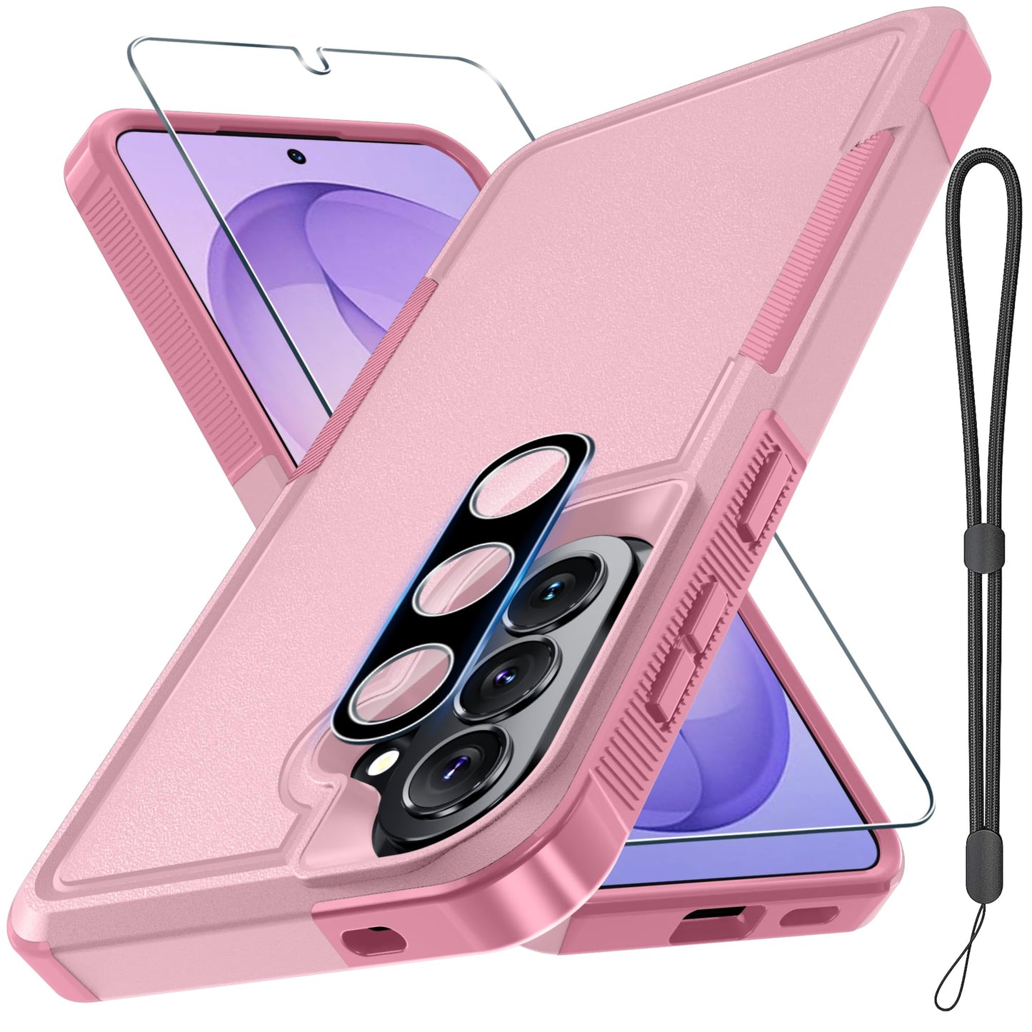 Case for Samsung Galaxy A17 5G Phone Cover with Screen Protector+Camera Lens Cover,Military Grade Heavy Duty Shockproof PhoneCase with Wrist Lanyard Strap for Sam A17,Mint Green