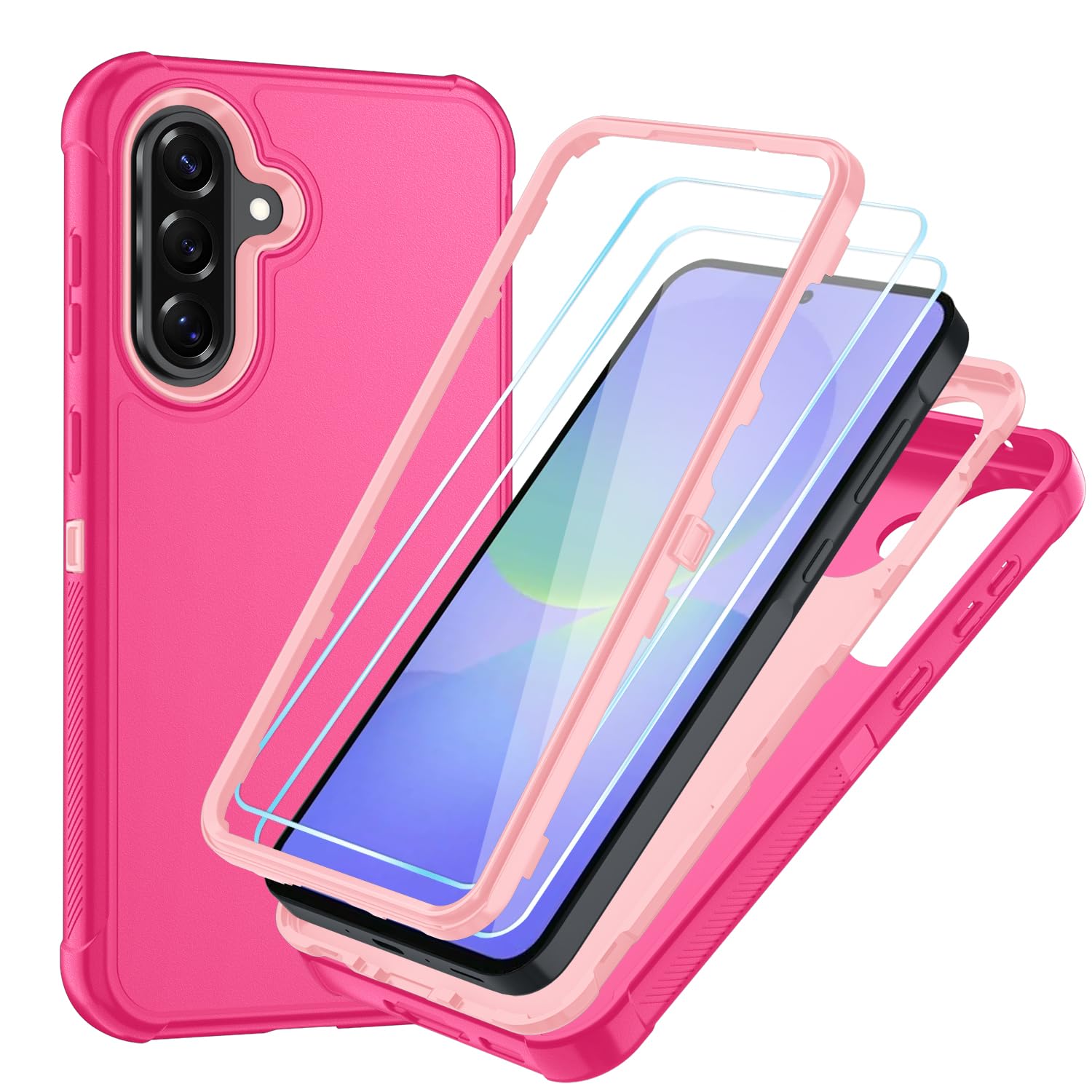 Case for Galaxy A25 5G Case, Samsung Galaxy A25 5G Case with HD Screen Protector [3 Layer] Military-Grade Heavy-Duty Shockproof Protective Phone Case for Samsung A25 5G,Black/Black
