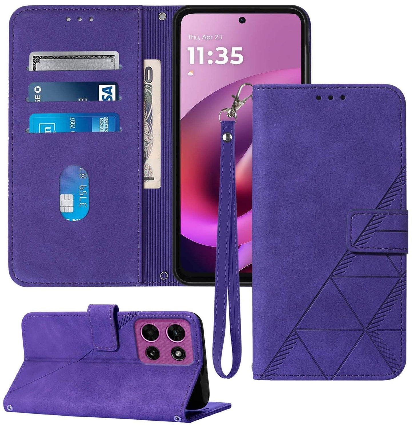 for Moto G Power 2026 Case Wallet, Card Holder Slots, Wrist Strap, TPU Interior Phone Protective, Stand PU Leather Flip Cases Cover for Moto G Power - 2026 (Black)