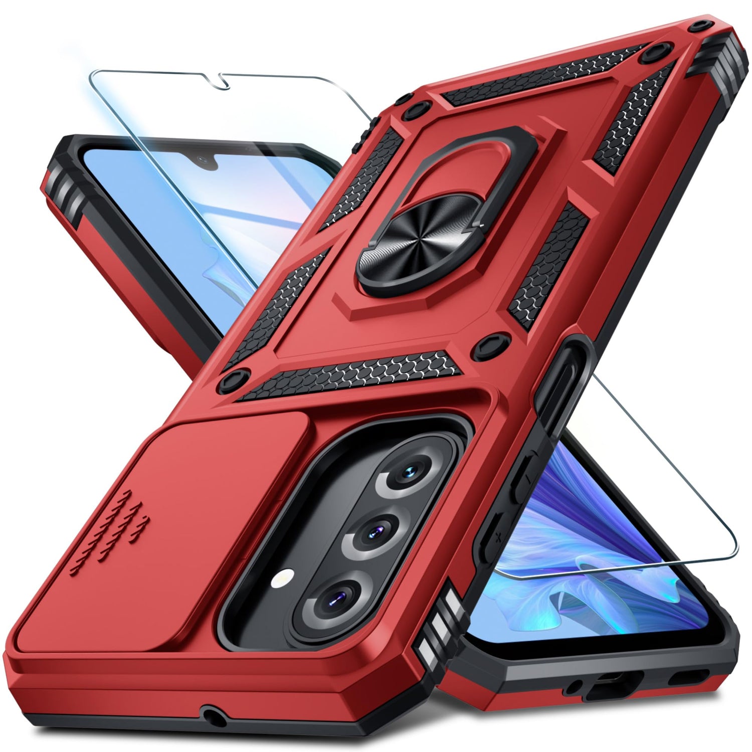 for Samsung Galaxy A37/A36 Case Built in Slide Camera Cover,Black