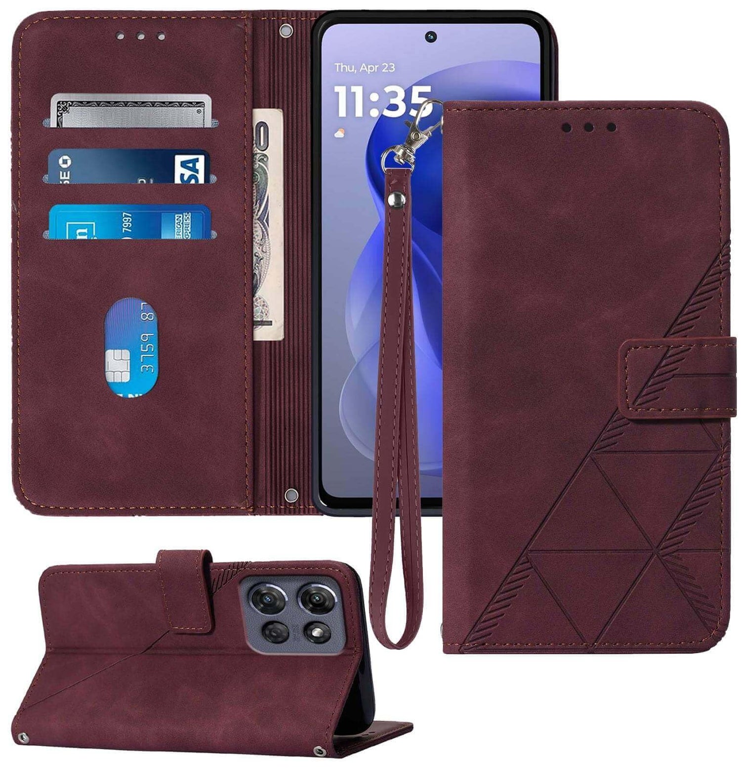 for Moto G Power 2025 Case Wallet, Card Holder Slots, Wrist Strap, TPU Interior Phone Protective, Stand PU Leather Folio Flip Cases Cover for Moto G Power - 2025 (Black)
