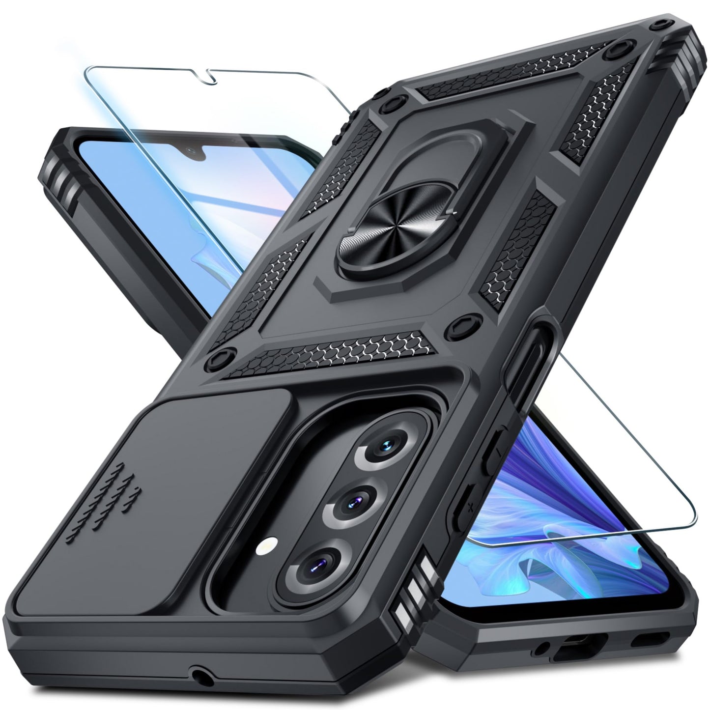 Janmitta for Samsung Galaxy A57 Case Built in Slide Camera Cover,Black